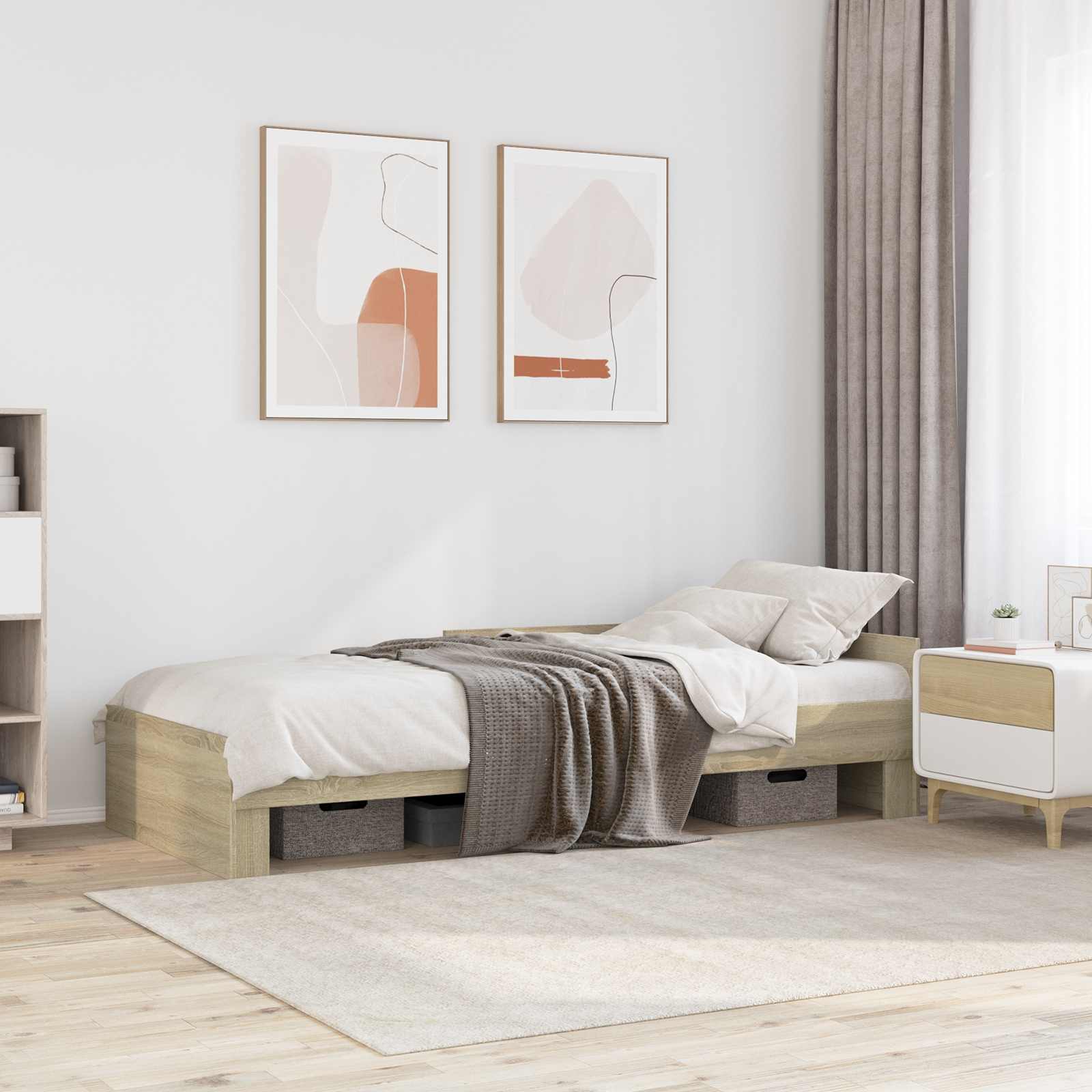 vidaXL Cadru de Pat cu Tăblie Stejar Sonoma 80 x 200 cm Lemn prelucrat