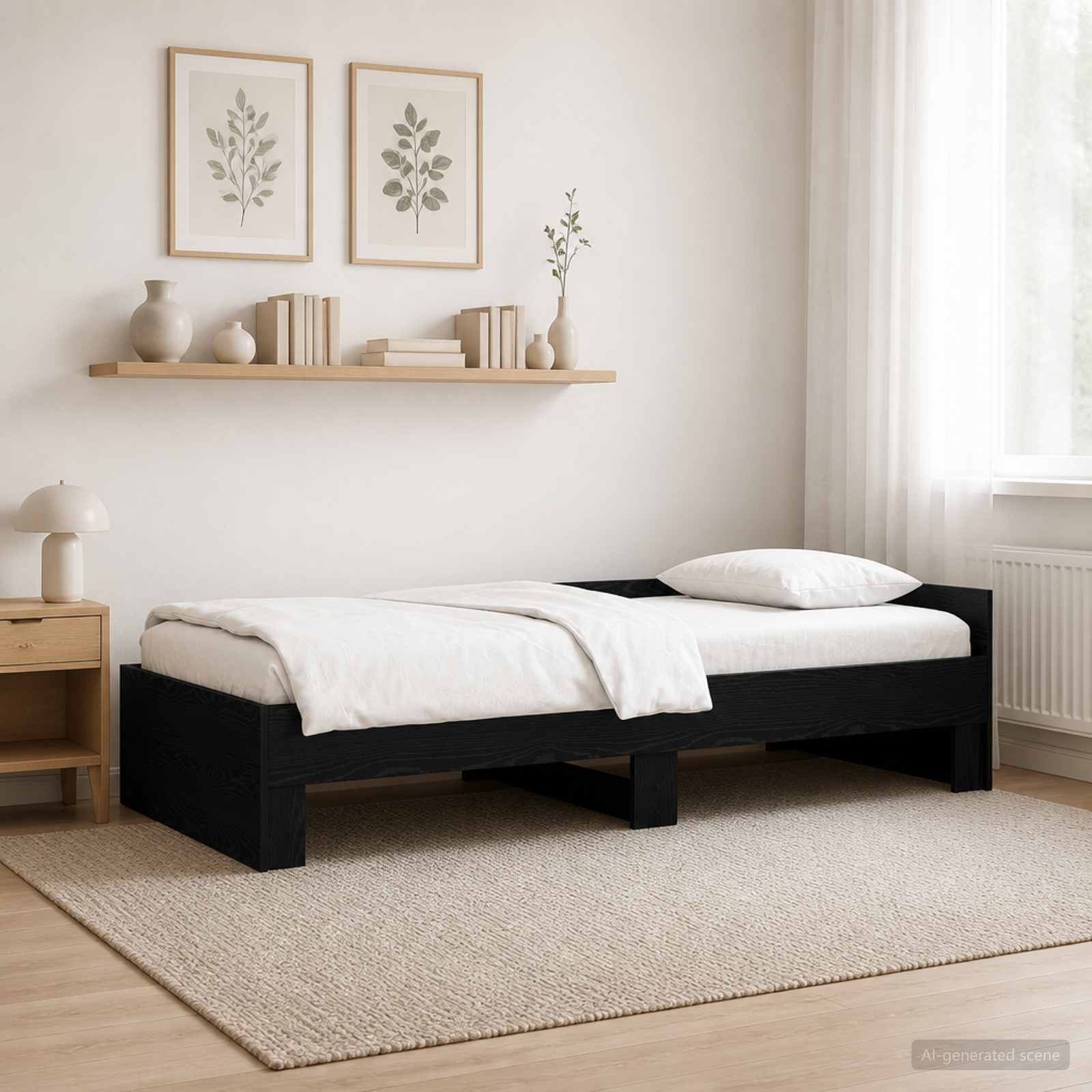 vidaXL Sängyn runko päädyllä Musta tammi 80 x 200 cm Tekninen puu