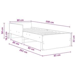 Rám postele s čelem Černý dub 80 x 200 cm Kompozitní dřevo - obrázek 7