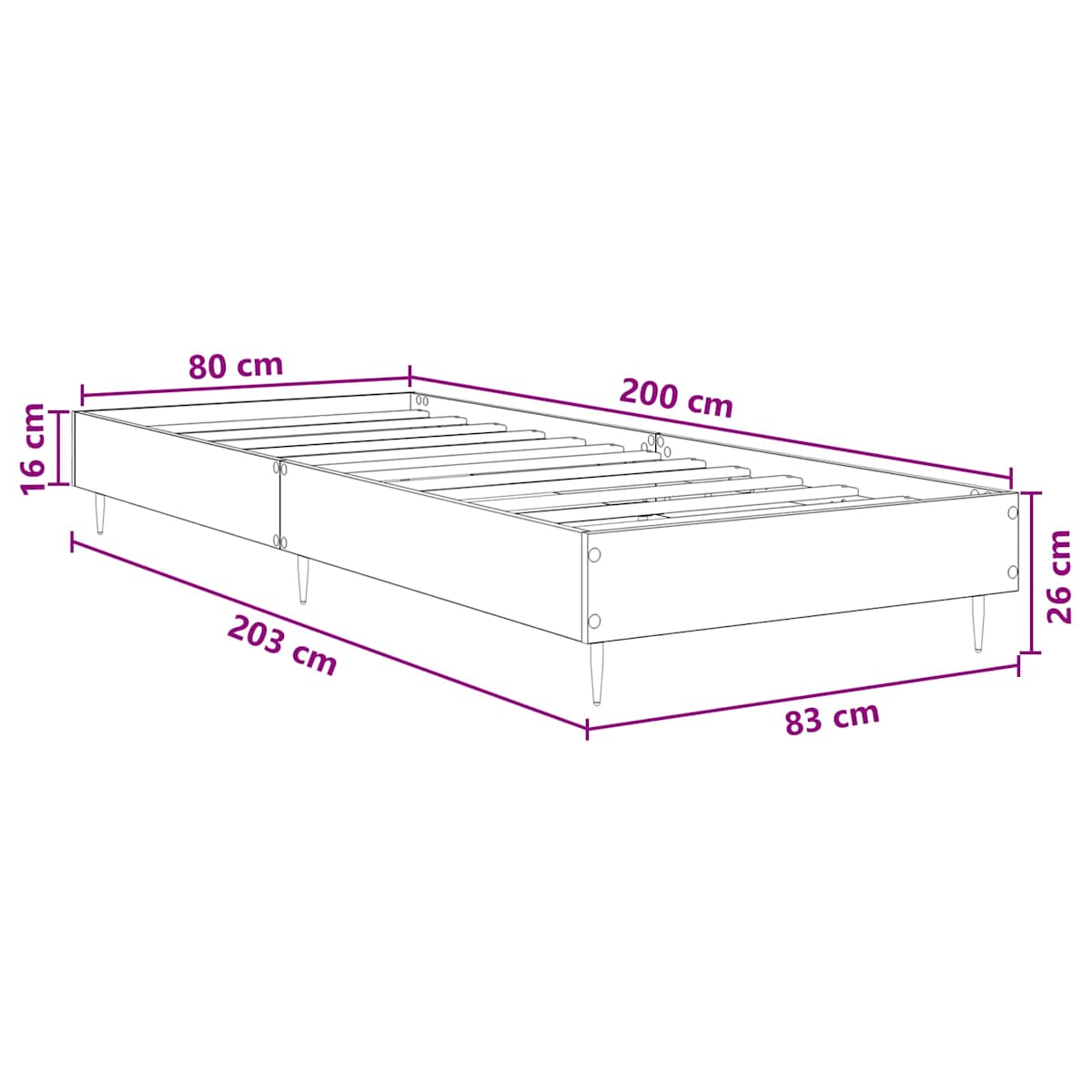 Sengestel 80 x 200 cm Konstrueret træ - Billede 9