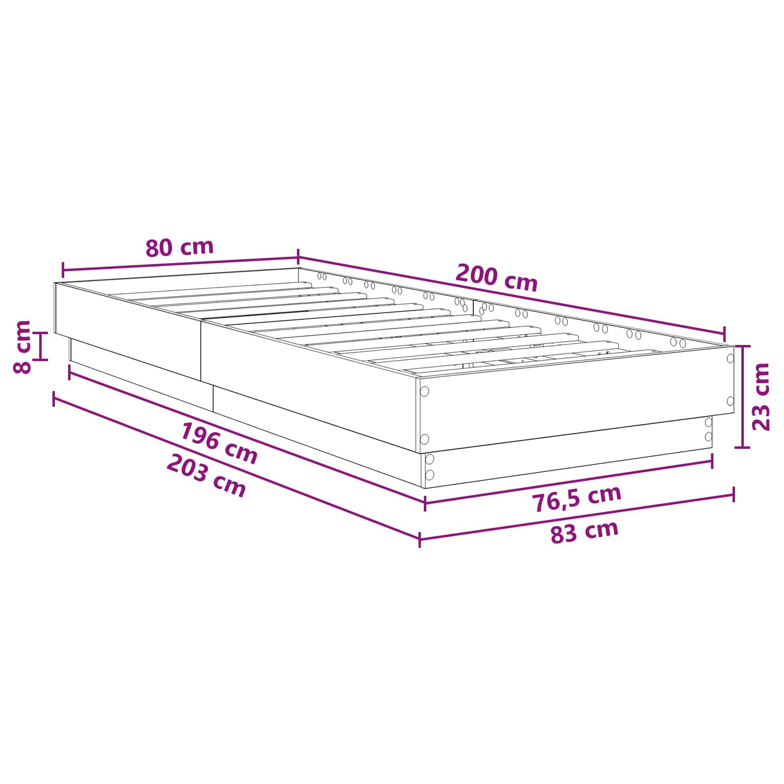 Põrandvoodi raam Artisan tamm 80 x 200 cm Tehispuit 6 Kõik vajalik sinu aeda ja koju! Põrandvoodi raam Artisan tamm 80 x 200 cm Tehispuit - Image 6