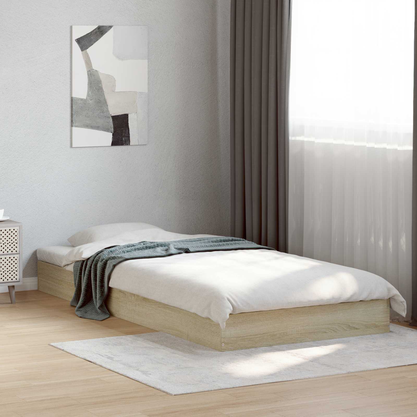 vidaXL Cadru de pat la sol Stejar Sonoma 80 x 200 cm Lemn prelucrat