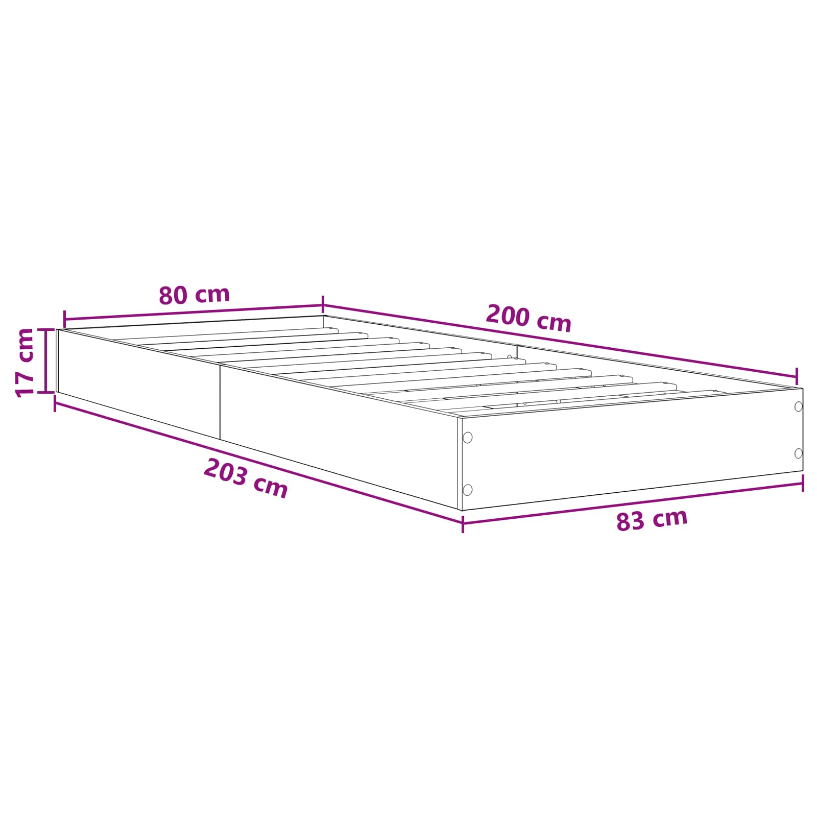 Tlorisna postelja Dimljen hrast 80 x 200 cm Inženirski les - slika 8