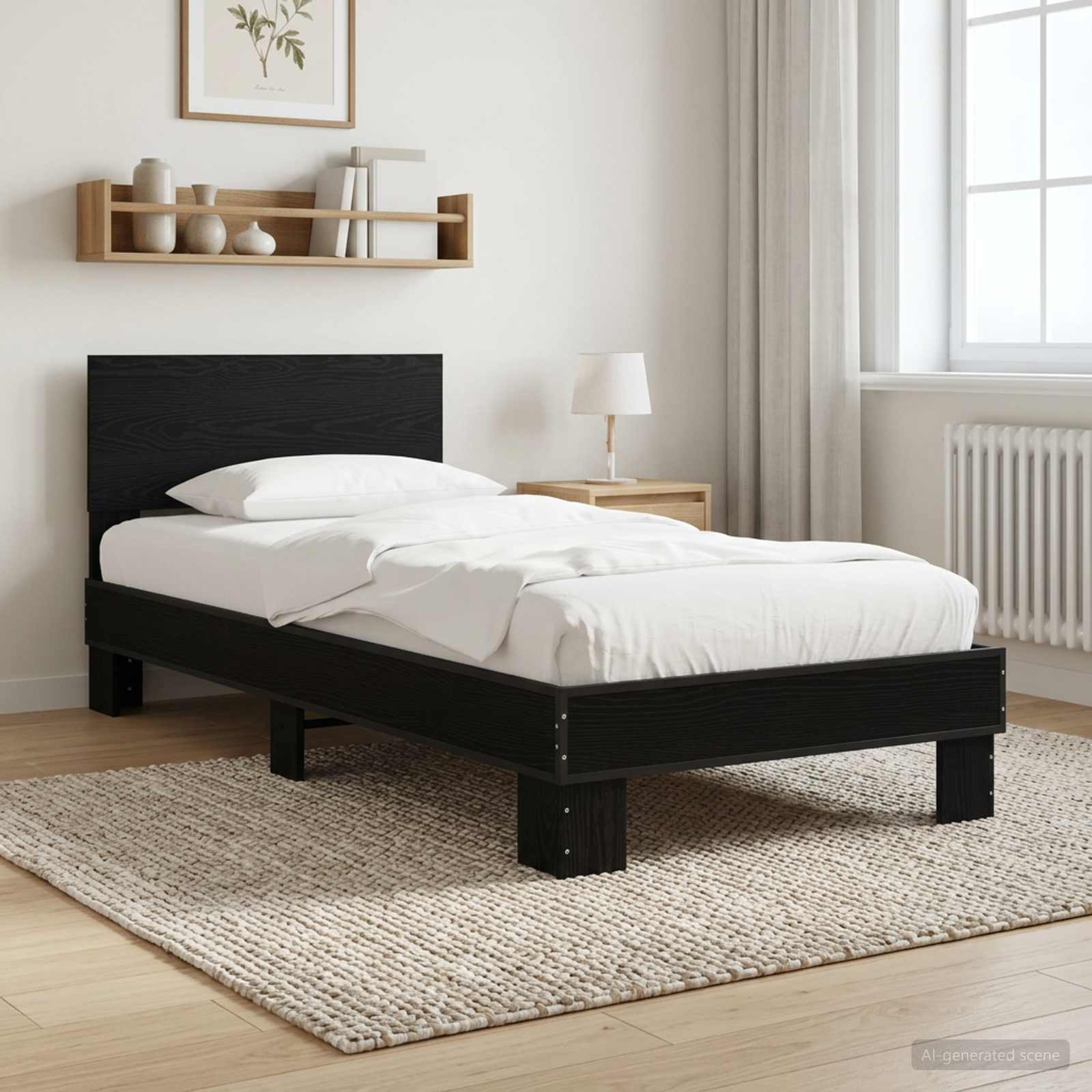 vidaXL Sängyn runko päädyllä Musta tammi 80 x 200 cm Tekninen puu