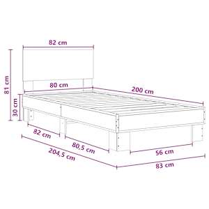 Rám postele s čelem Černý dub 80 x 200 cm Kompozitní dřevo - obrázek 7