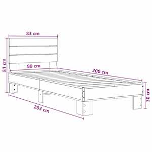 Rám postele s čelem Staré dřevo 80 x 200 cm Kompozitní dřevo - obrázek 7