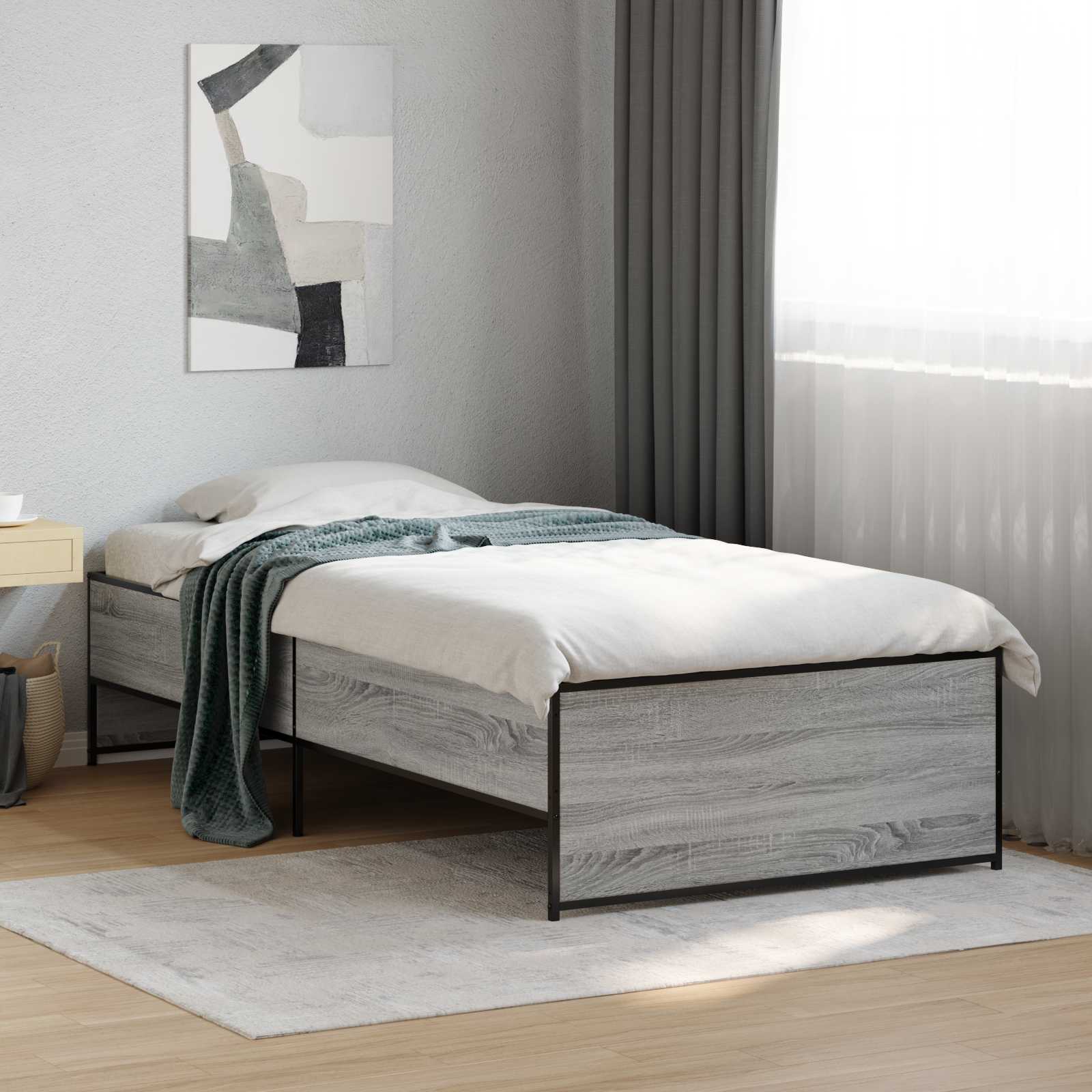 vidaXL Cadru de pat Sonoma gri 80 x 200 cm Lemn prelucrat