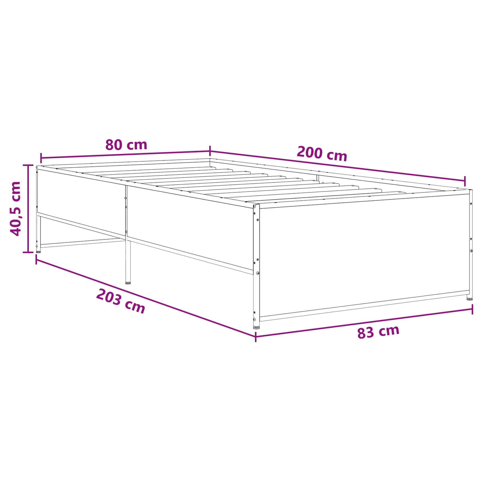 vidaXL Bettrahmen Artisan-Eiche 80 x 200 cm Holzwerkstoff – Bild 7