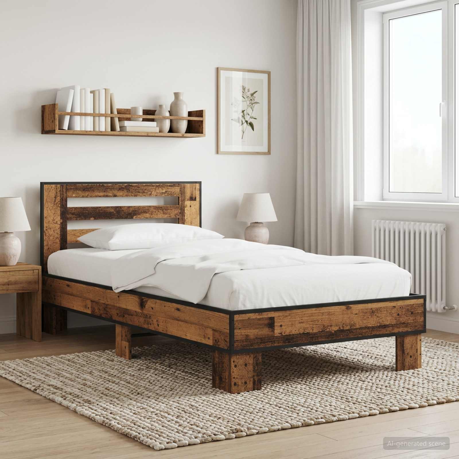 vidaXL Bettgestell mit Kopfteil Altholz 80 x 200 cm Holzwerkstoff
