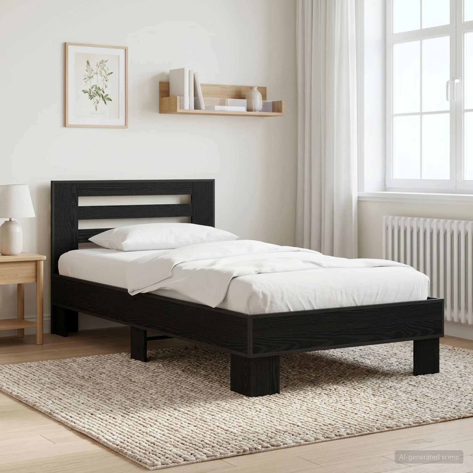 vidaXL Sängyn runko päädyllä Musta tammi 80 x 200 cm Tekninen puu
