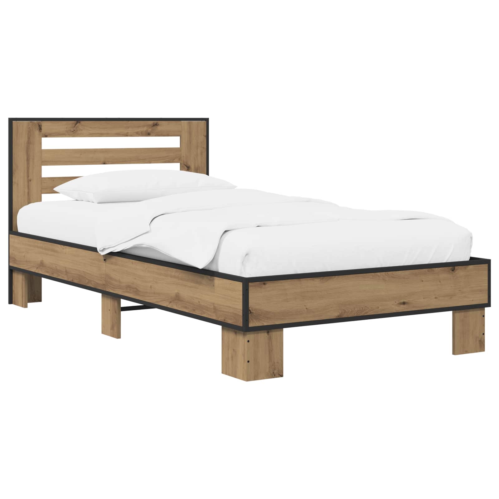 vidaXL Cadru de Pat cu Tăblie Stejar Artizanal 80 x 200 cm