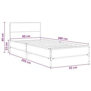Rám postele s čelem Kouřový dub 80 x 200 cm Kompozitní dřevo - obrázek 8