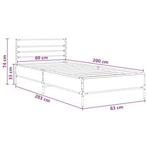Rám postele Kouřový dub 80 x 200 cm Kompozitní dřevo - obrázek 8