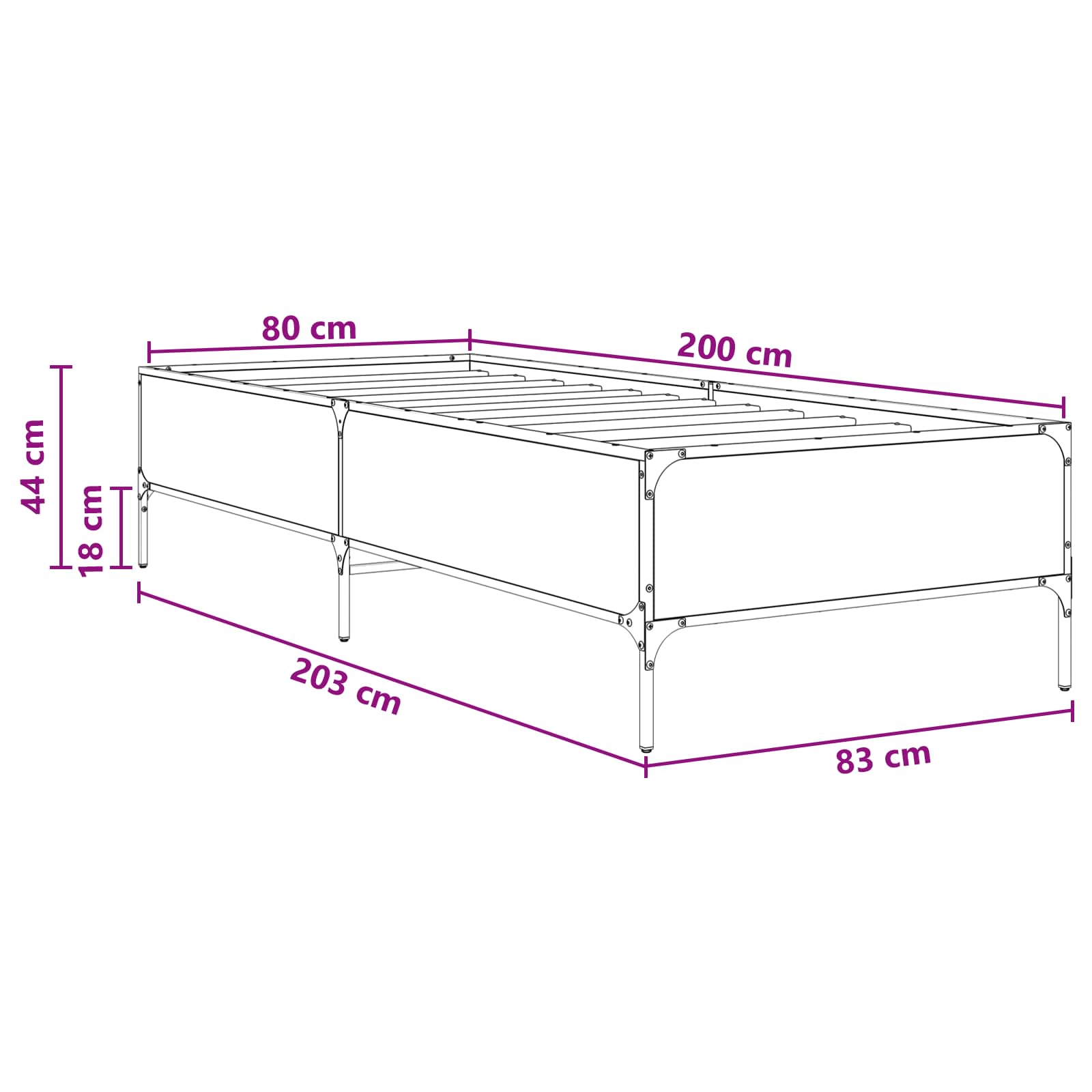 Konstrukcija postelje Sonoma hrast 80 x 200 cm Inženirski les - slika 7