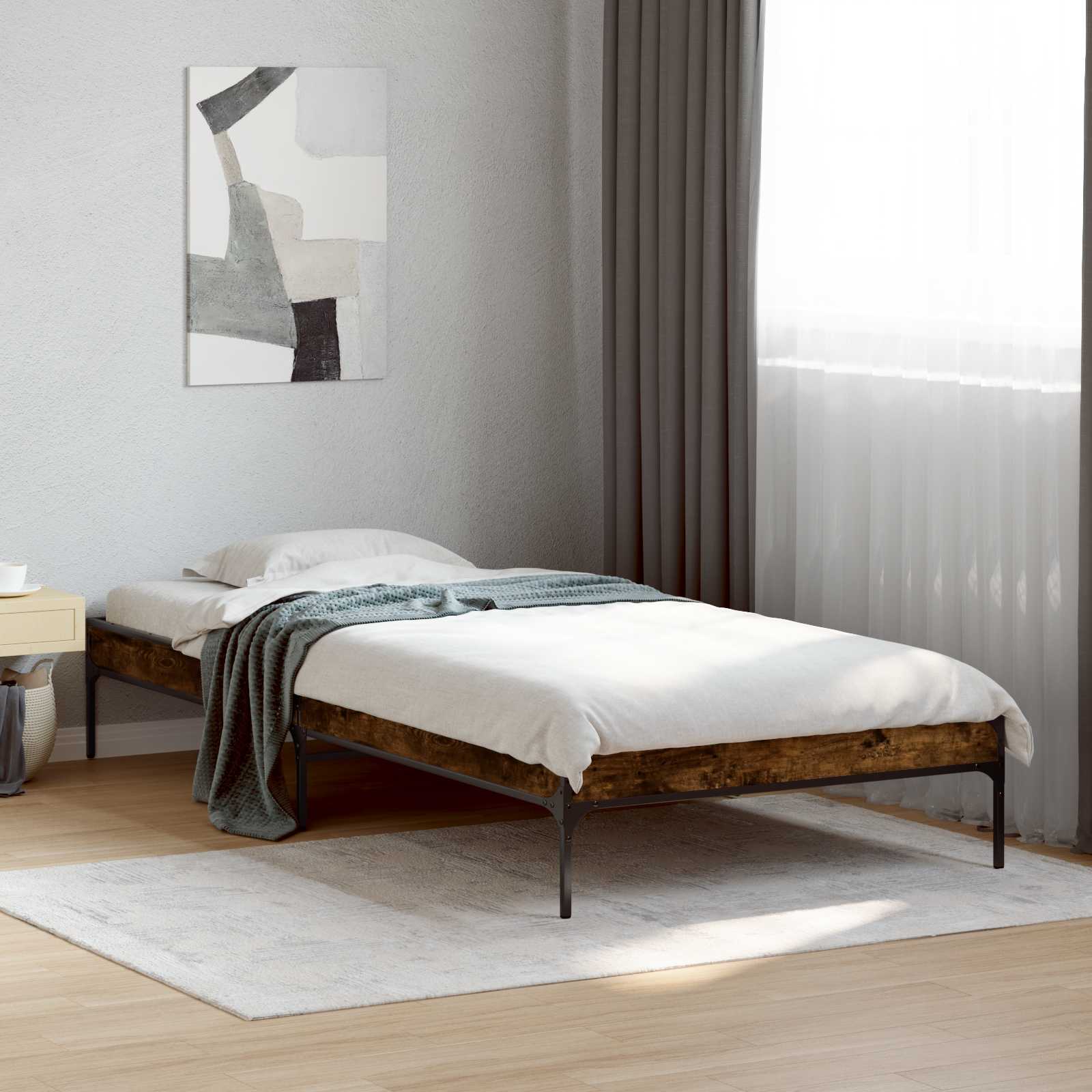 vidaXL Cadru de pat Stejar fumuriu 80 x 200 cm Lemn prelucrat
