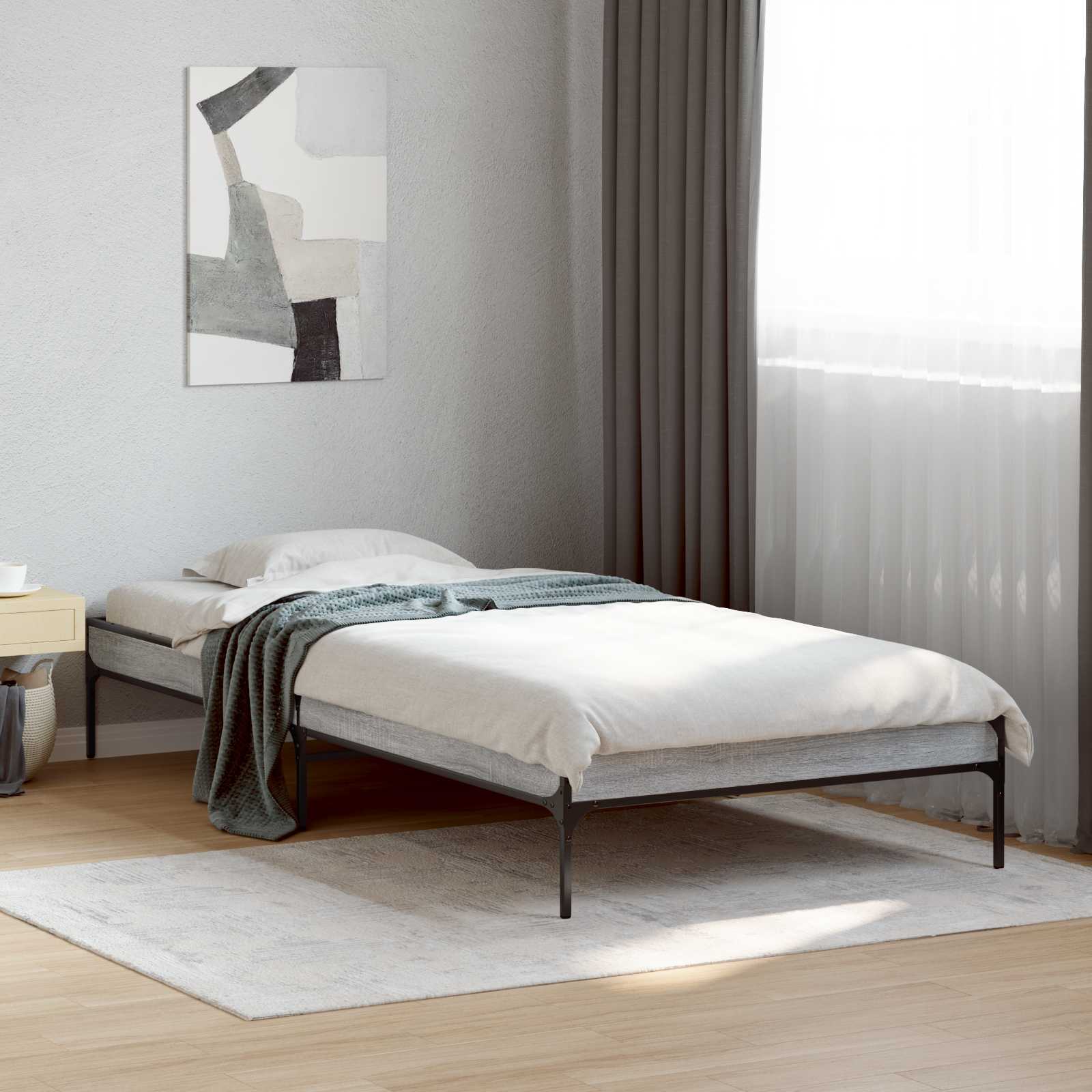 vidaXL Cadru de pat Sonoma gri 80 x 200 cm Lemn prelucrat