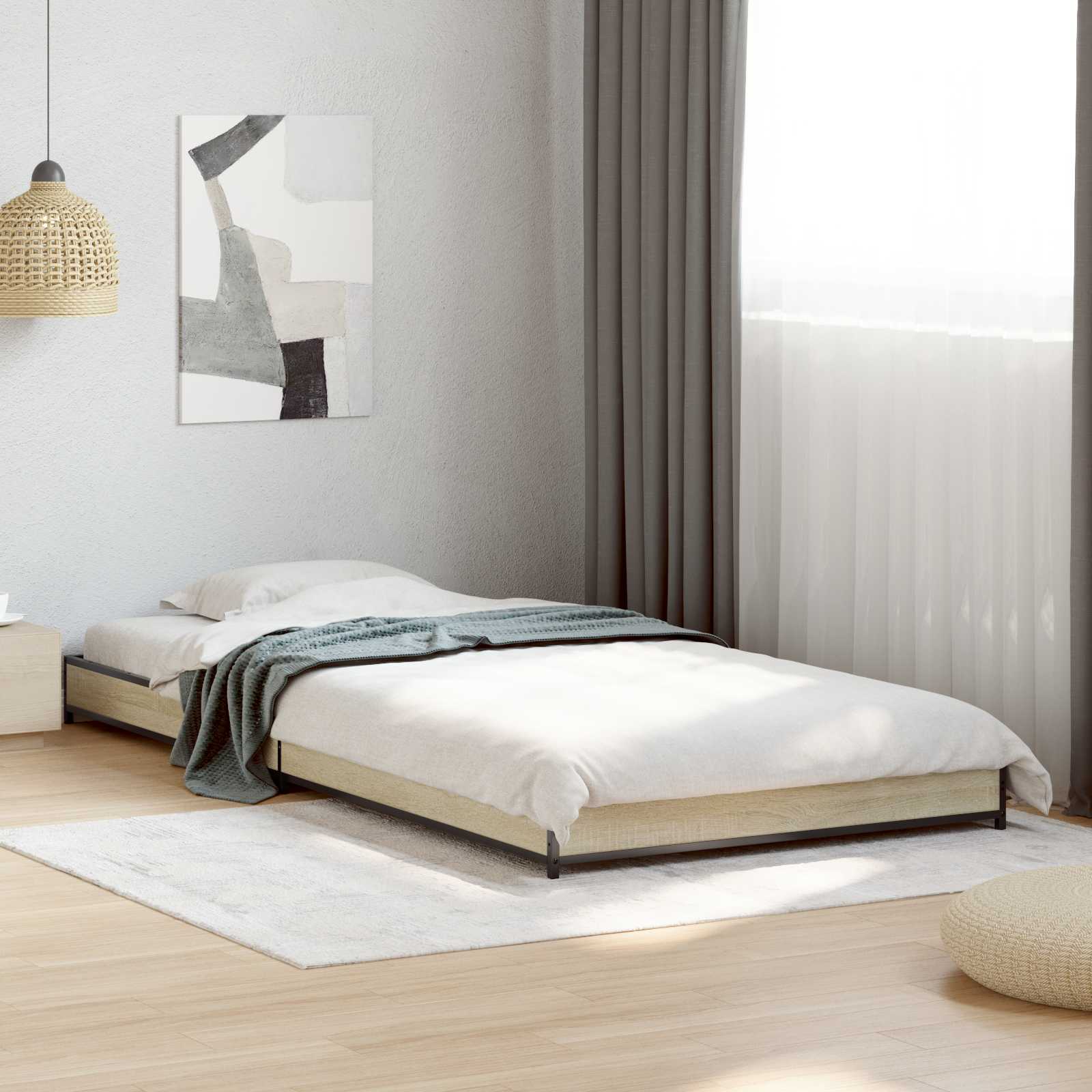 vidaXL Cadru de pat Stejar Sonoma 80 x 200 cm Lemn prelucrat