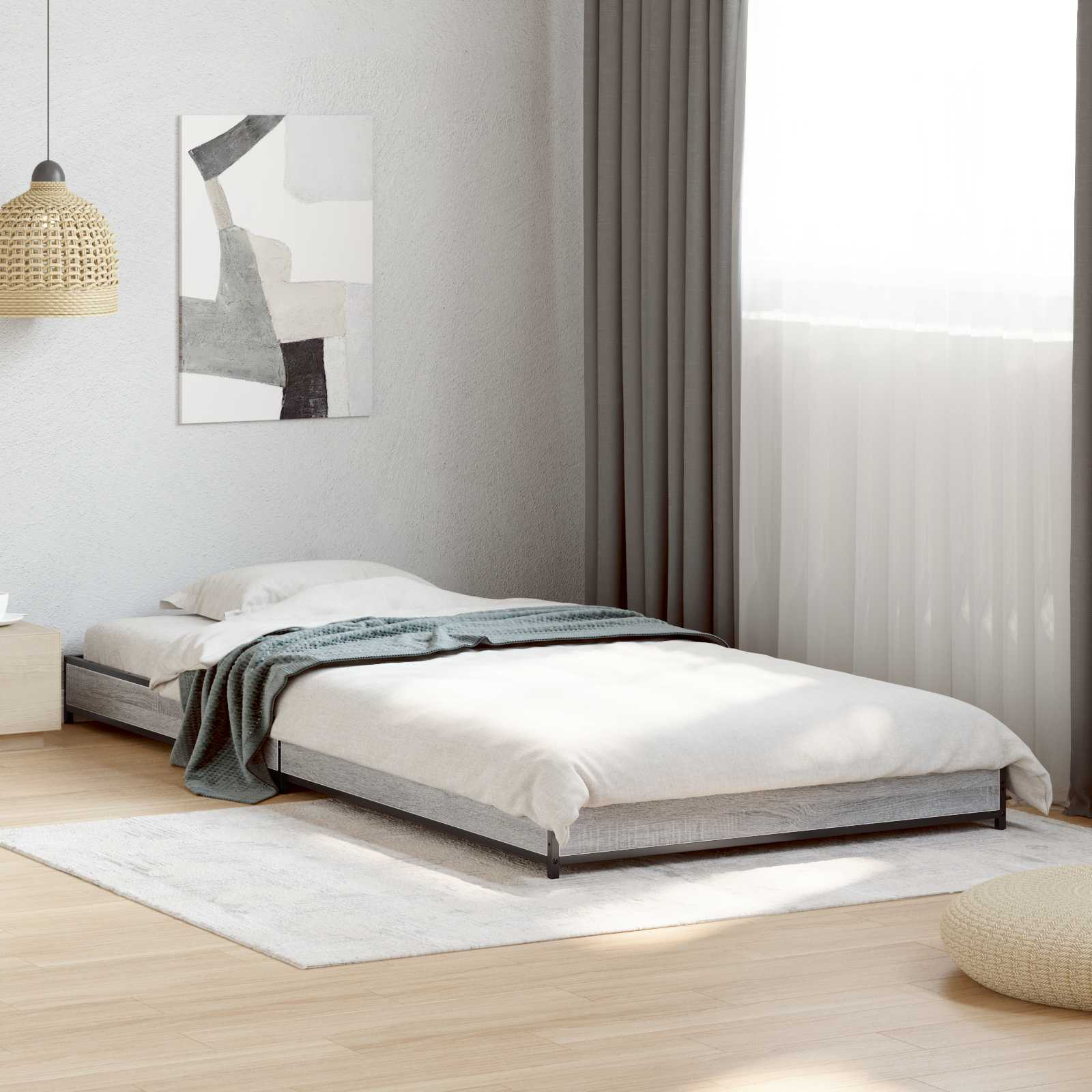vidaXL Cadru de pat Sonoma gri 80 x 200 cm Lemn prelucrat