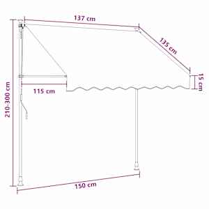 Manuální zatahovací markýza Béžová 150 cm - obrázek 8