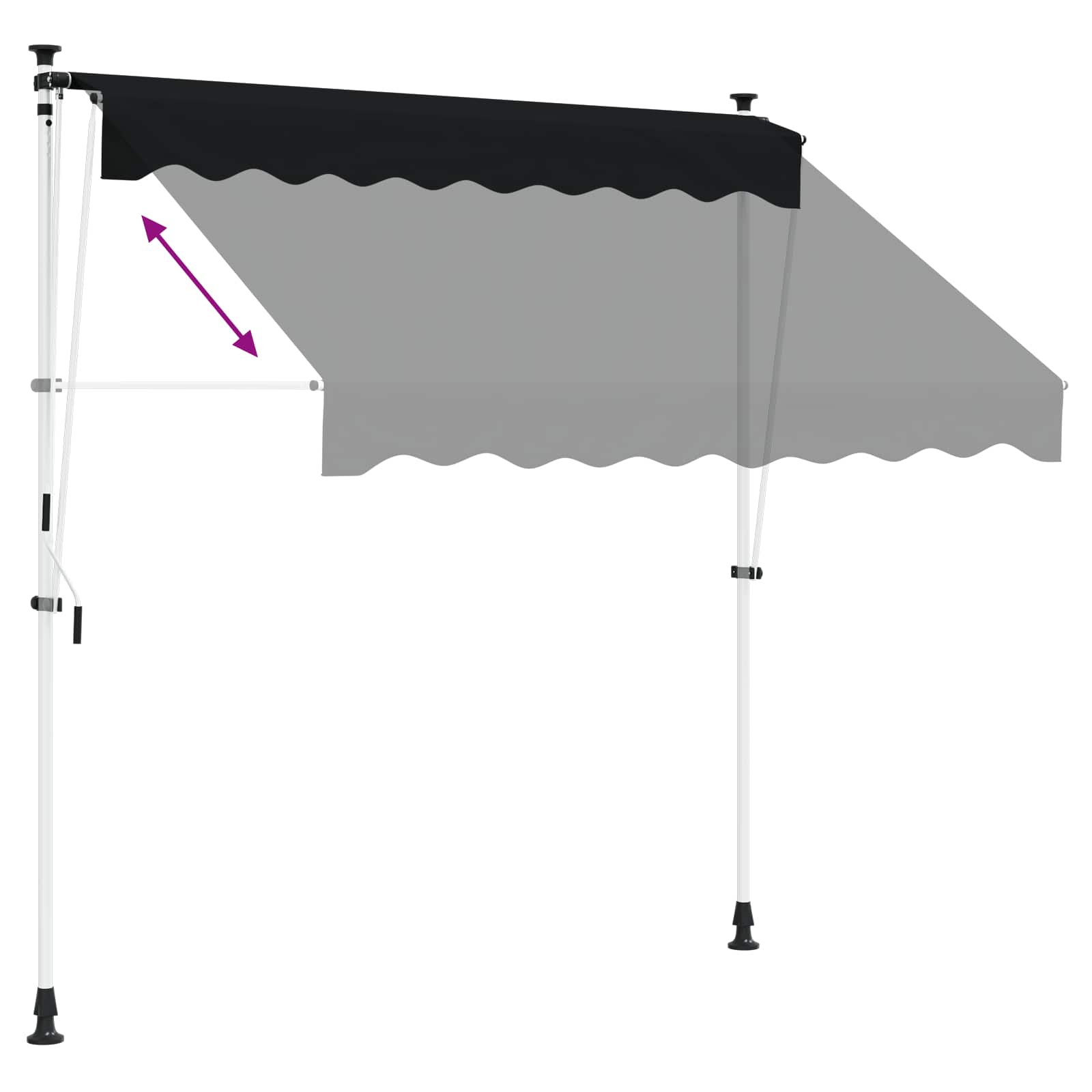 Handmatig uitschuifbare luifel Zwart 150 cm image 5