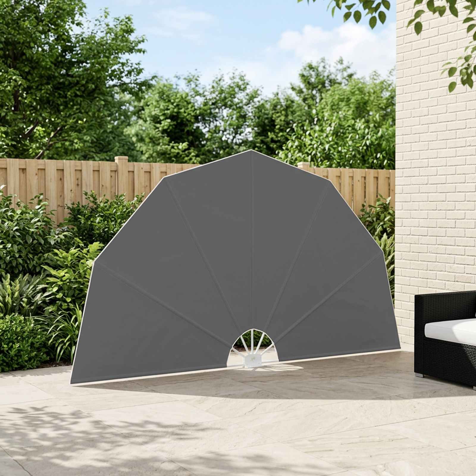 vidaXL Balkon Afskærmning Ø 320 cm Polyester Lysegrå