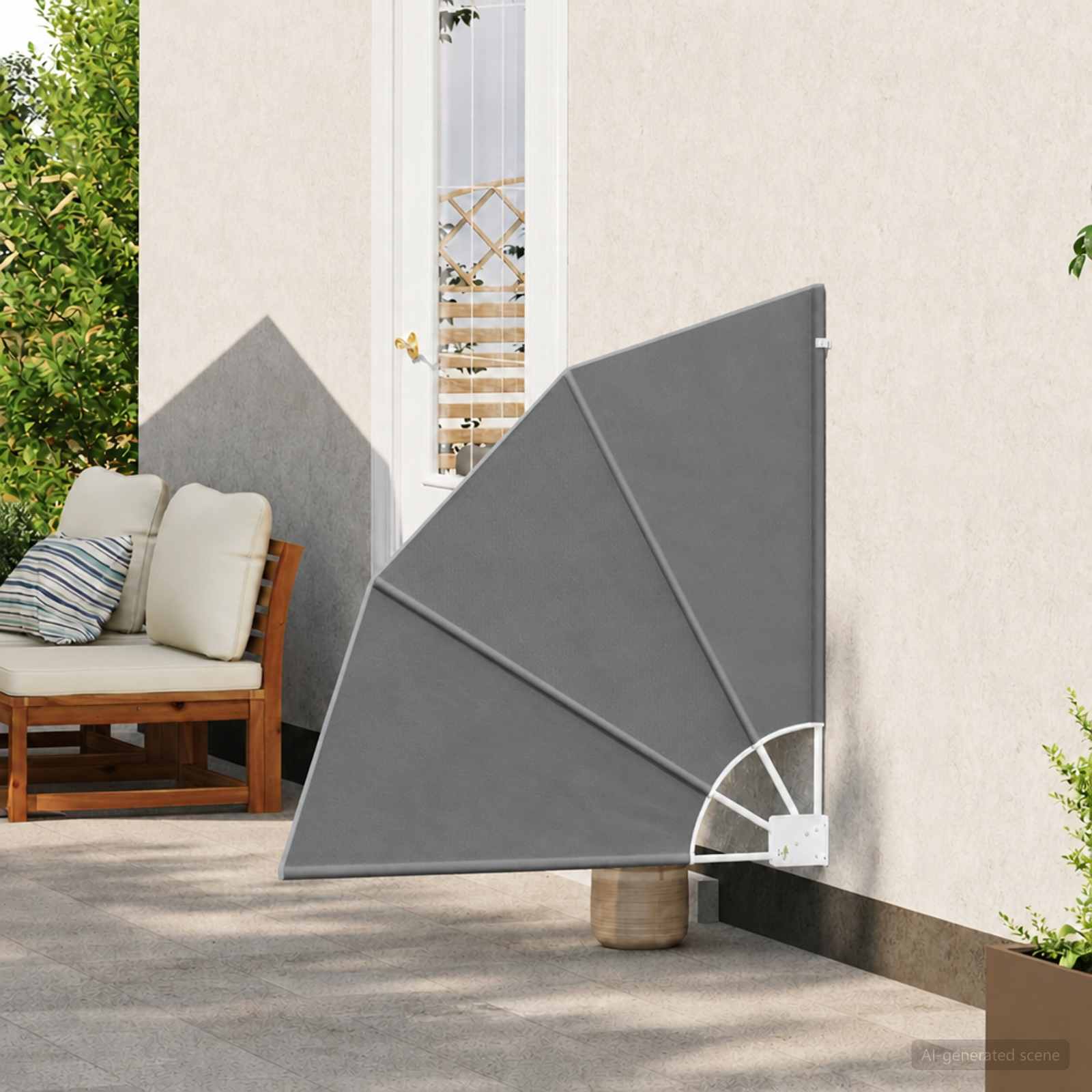 vidaXL Balkon Afskærmning 210 x 210 cm Polyester Lysegrå billede