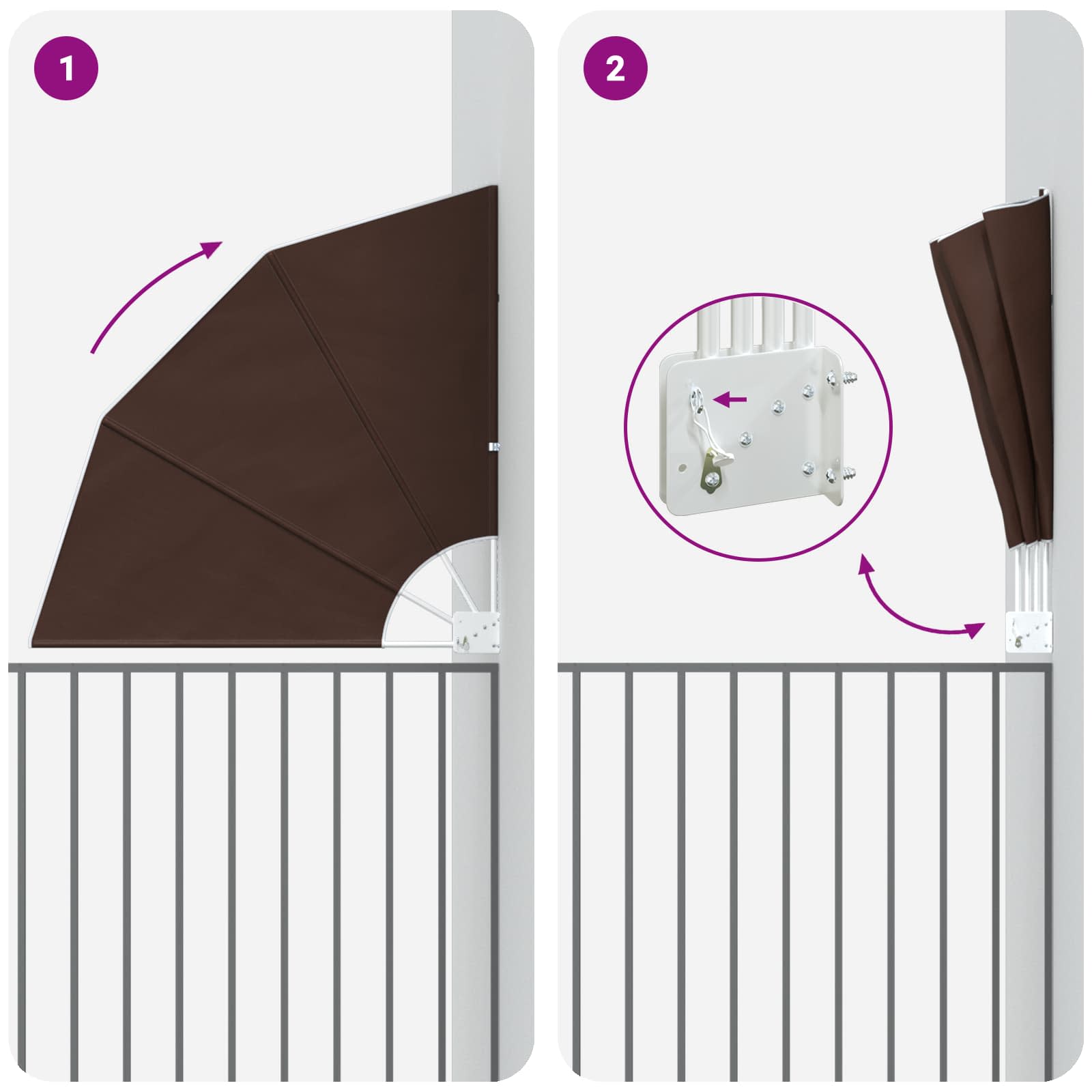 Balkon Privacy Scherm 160 x 160 cm Polyester Bruin image 5