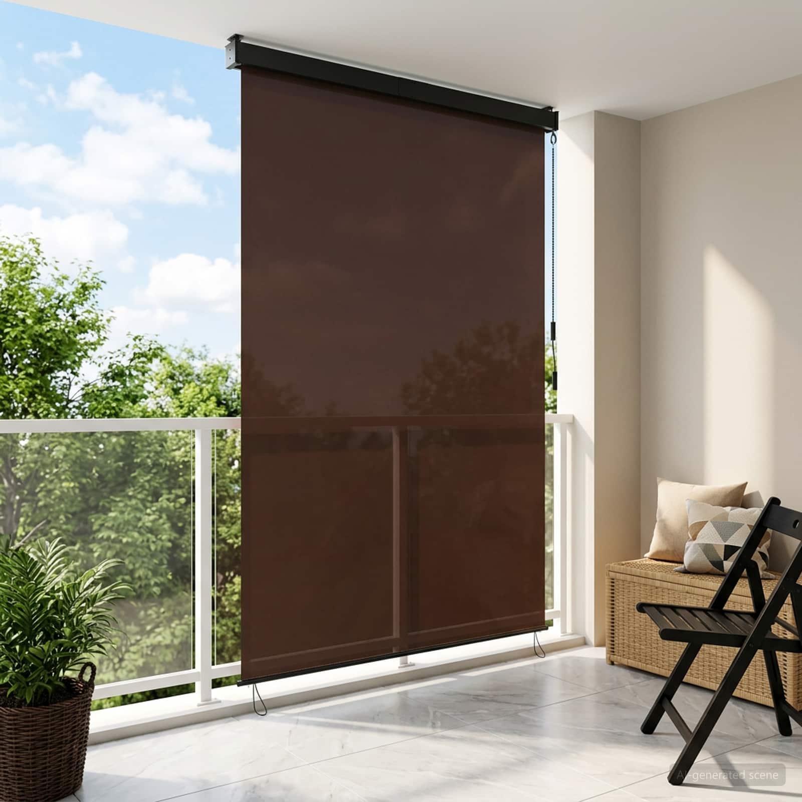  Ρόλερ Καφέ 80 x 250 cm Ύφασμα και Αλουμίνιο V-42037173