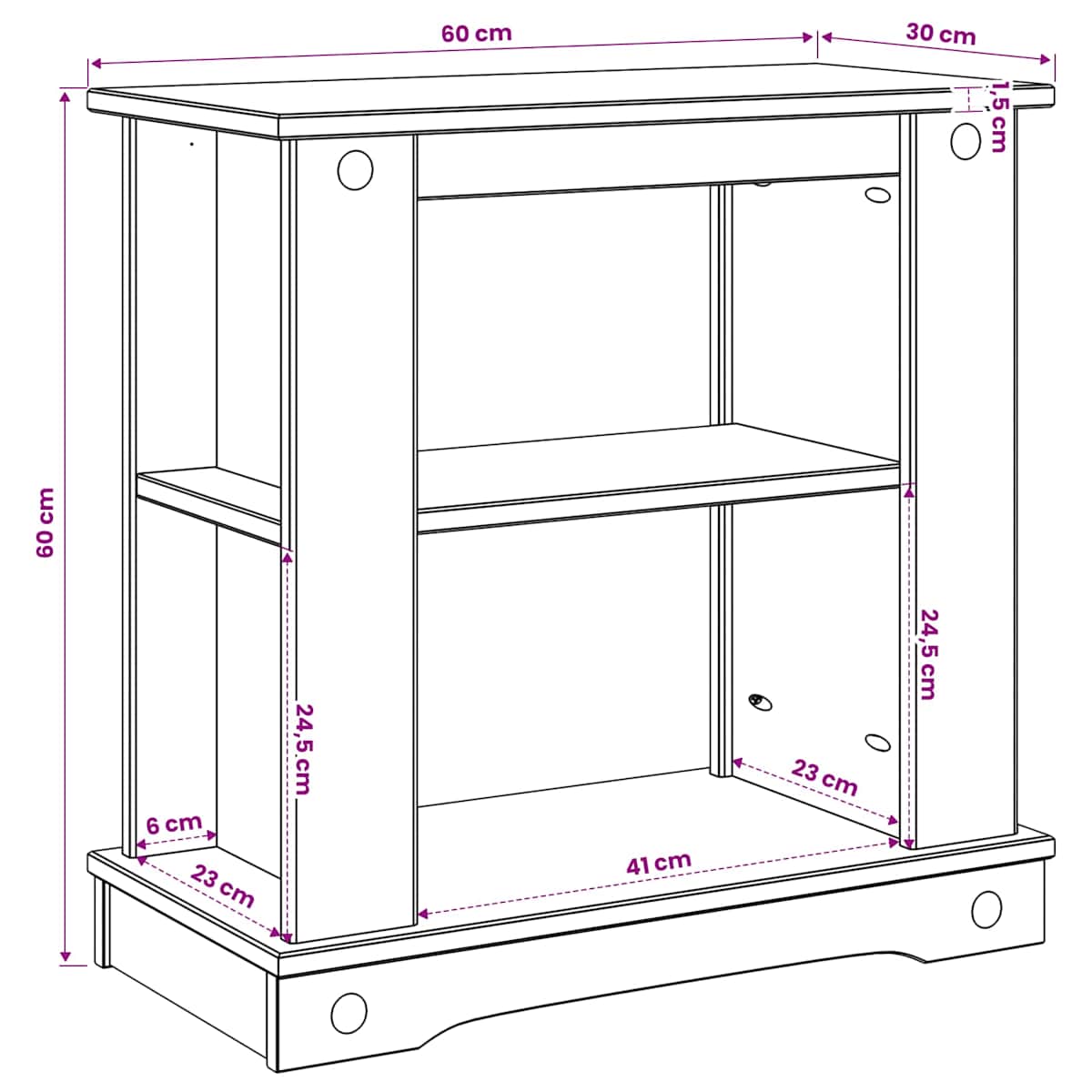Akvarium stand CORONA 60 x 30 x 60 cm 150 kg - Billede 7