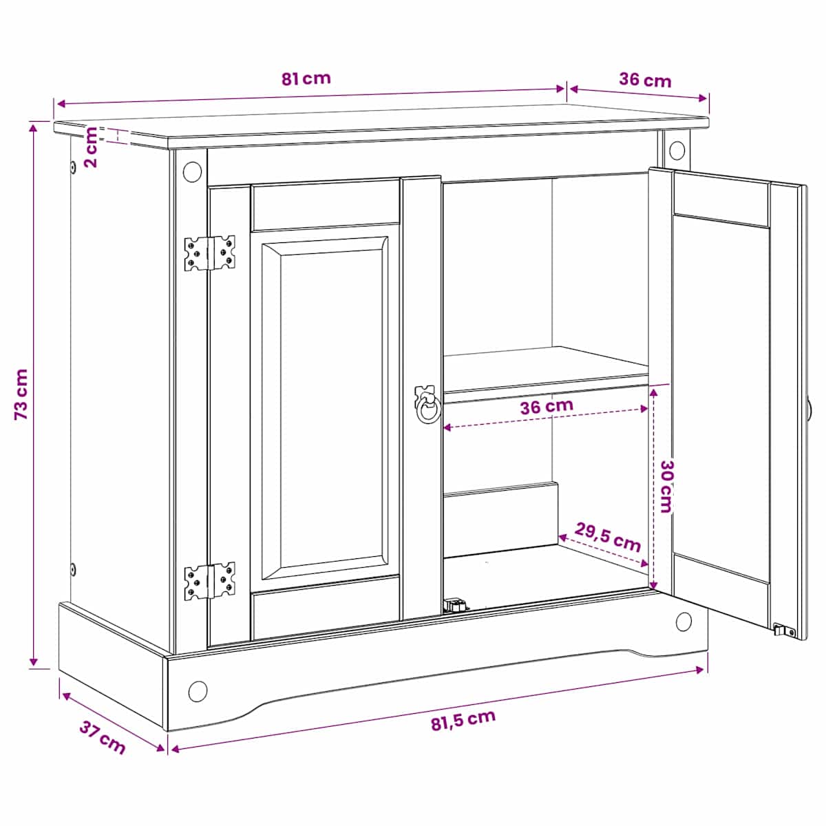 Akvarium stand CORONA 81,5 x 37 x 73 cm 250 kg - Billede 8