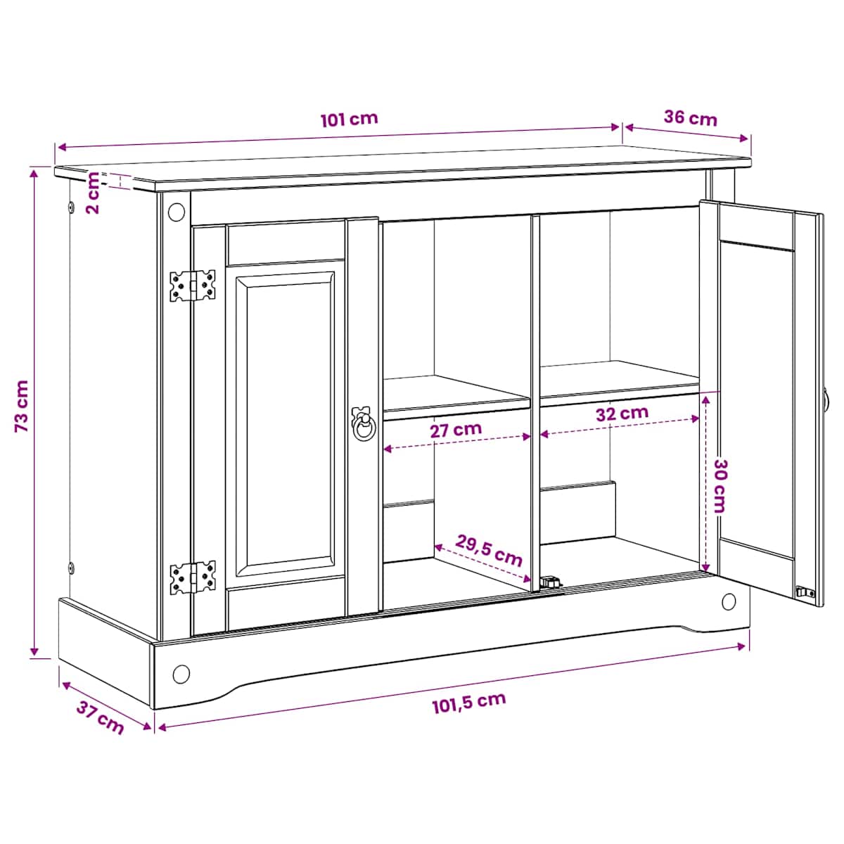 Akvarium stand CORONA 101,5 x 37 x 73 cm 300 kg - Billede 8