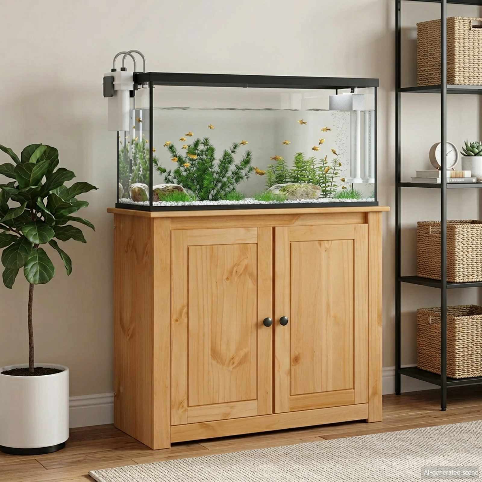 Aquarium Stand PANAMA Bruin 81 x 36 x 73 cm Massief grenenhout image 1