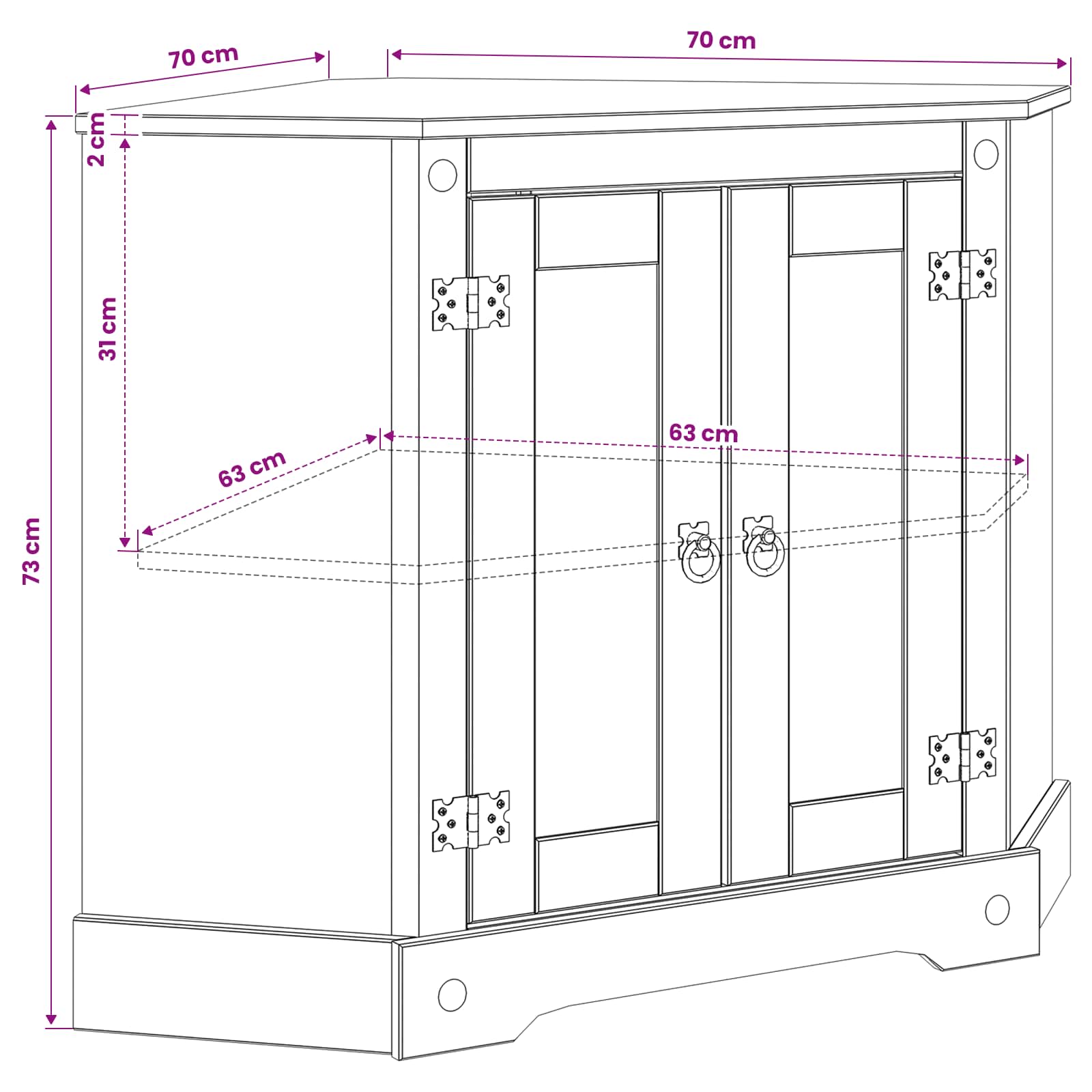 Aquarium Stand Corona Bruin 70 x 70 x 73 cm Massief grenenhout image 8