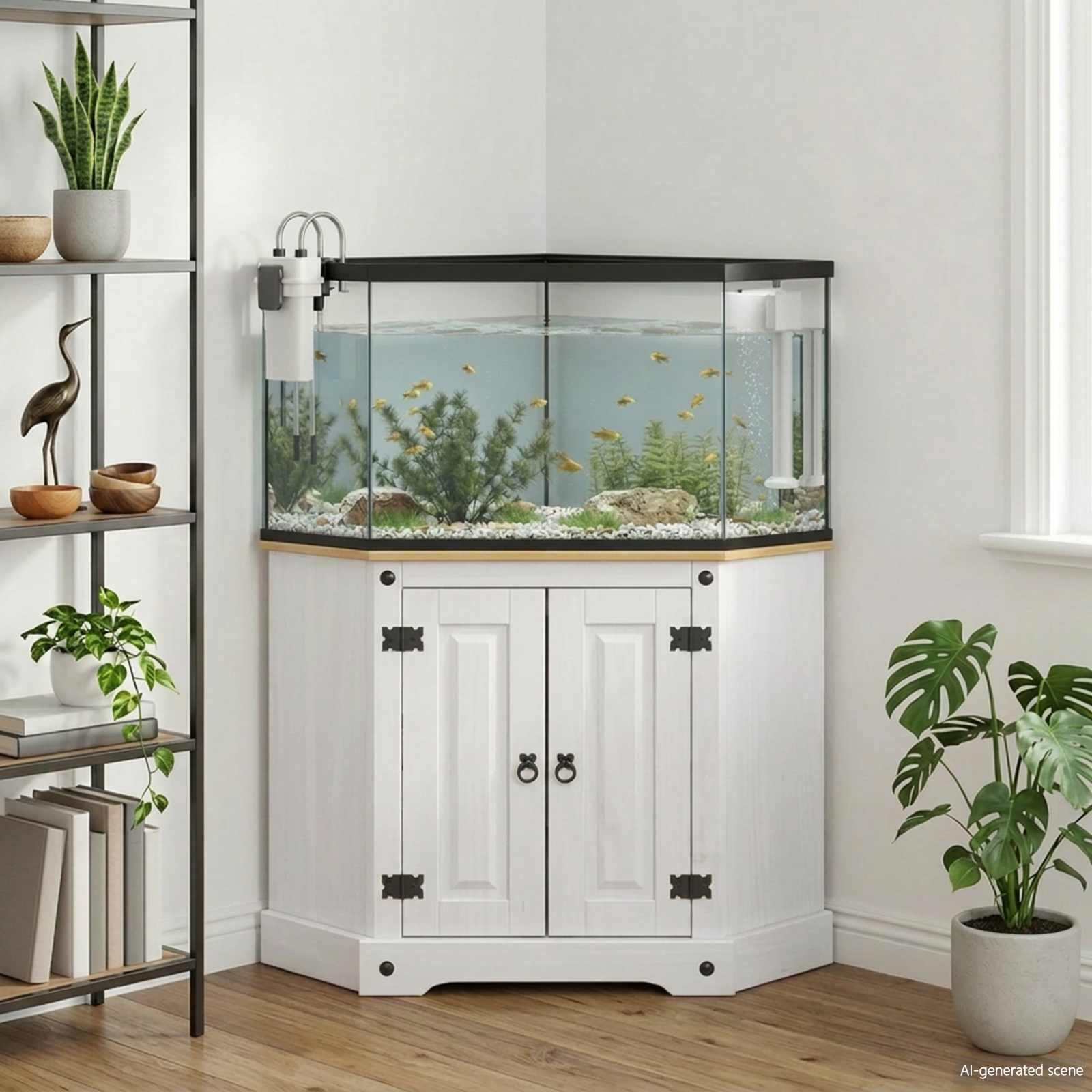 Aquarium Stand Corona Wit 70 x 70 x 73 cm Massief grenenhout image 1
