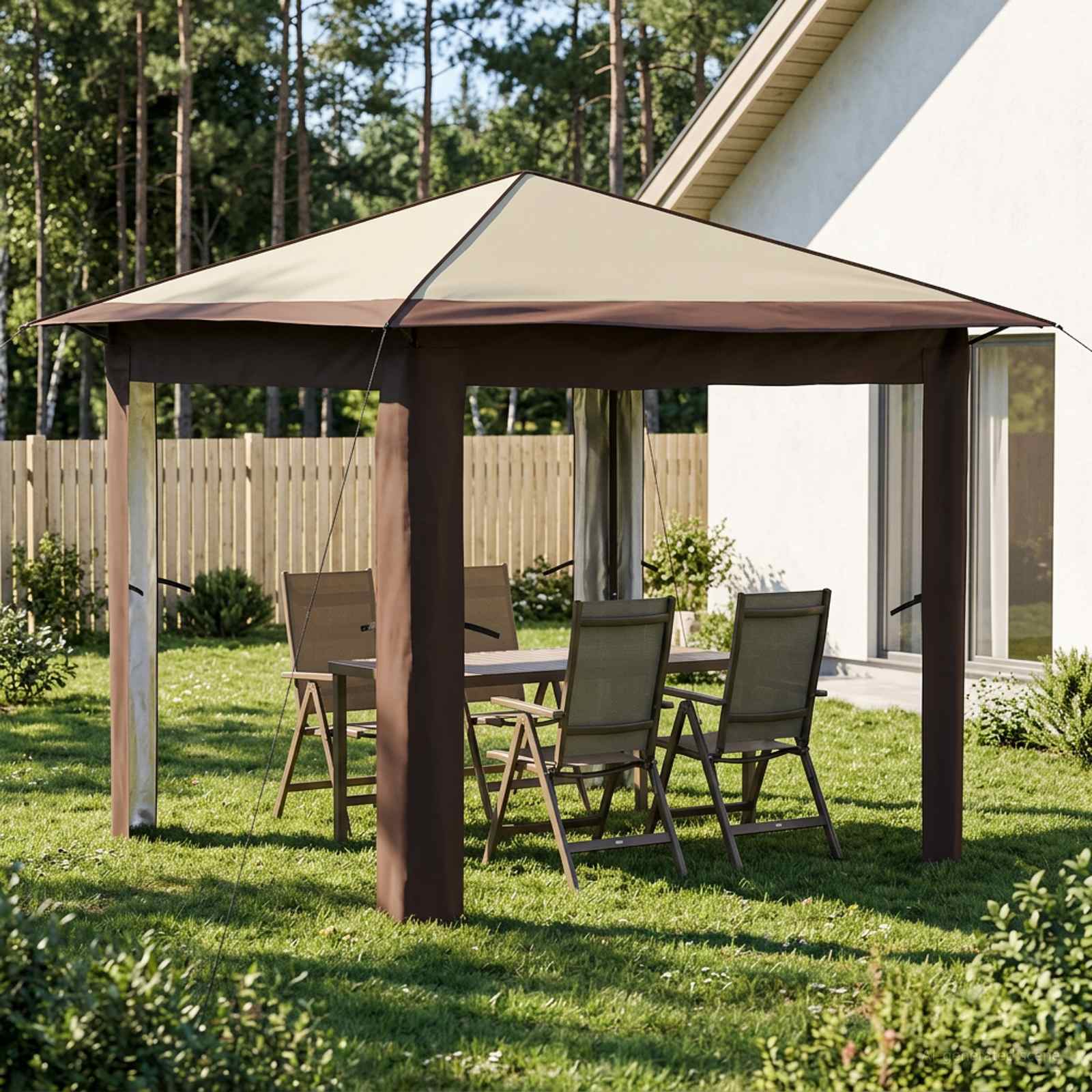 Gazebo zonder Zijwand 2,6 x 2,6 m Crème en bruin image 1
