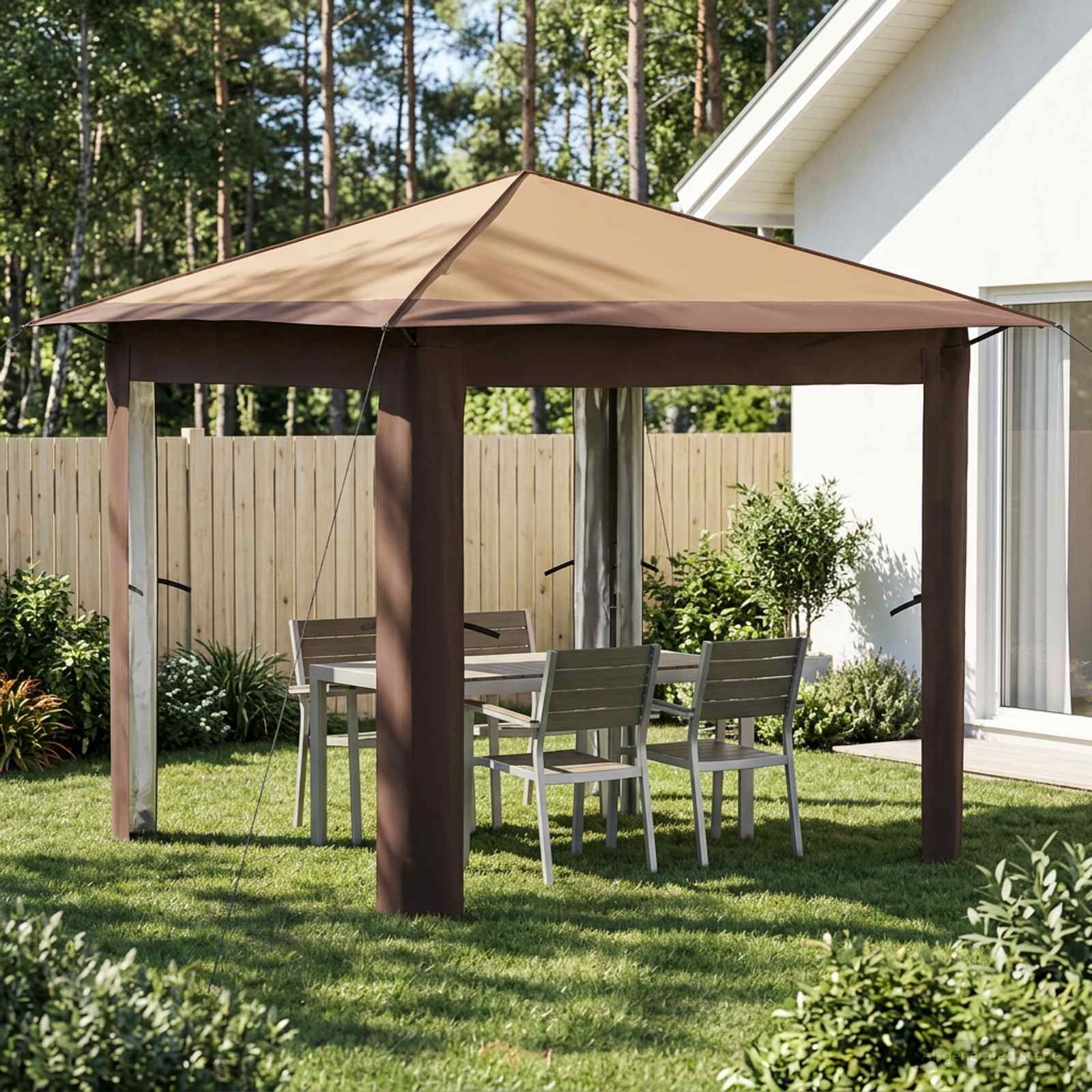 Gazebo zonder Zijwand 2,6 x 2,6 m Beige en Bruin image 1