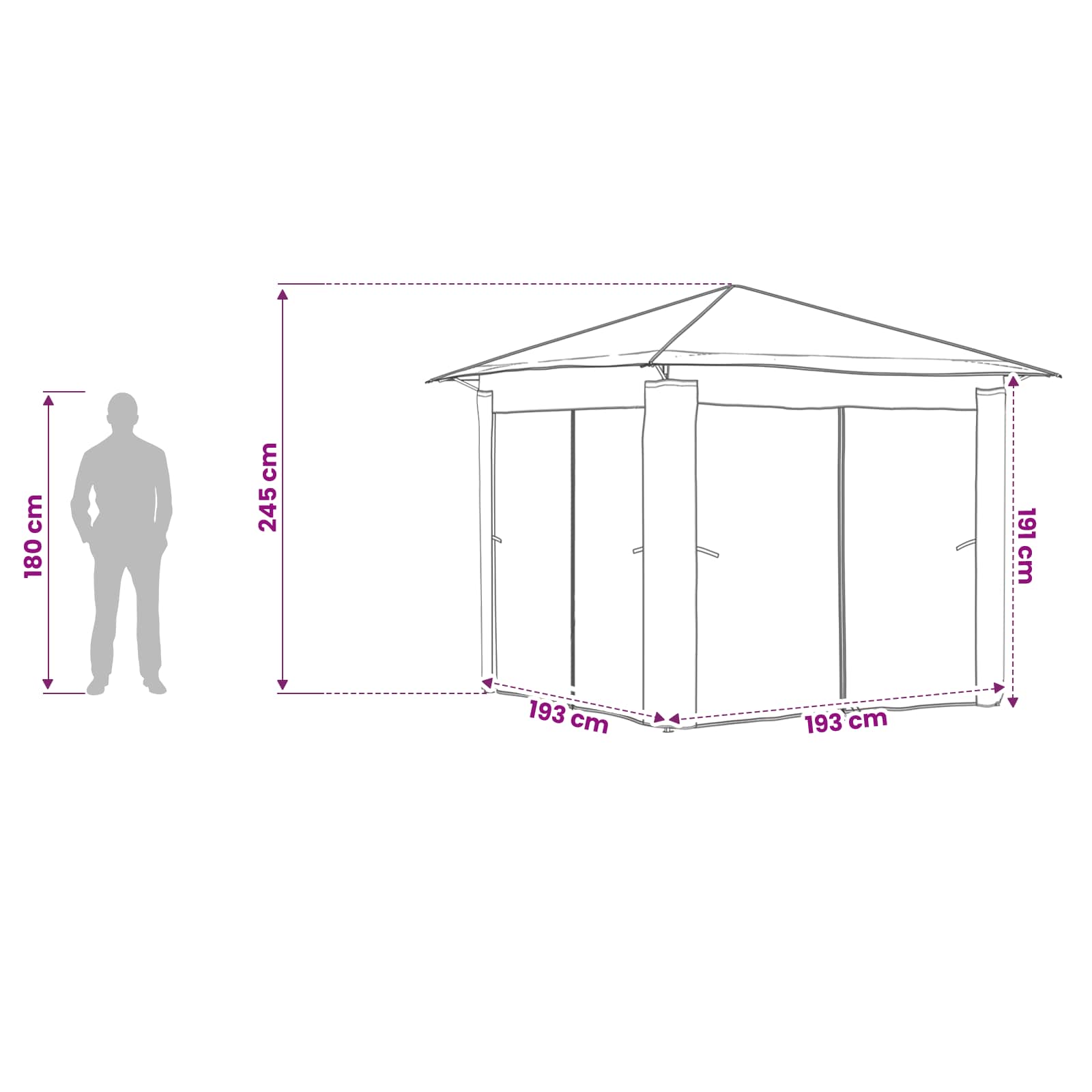 Gazebo met 4 Zijwanden 2,6 x 2,6 m Crème en bruin image 12