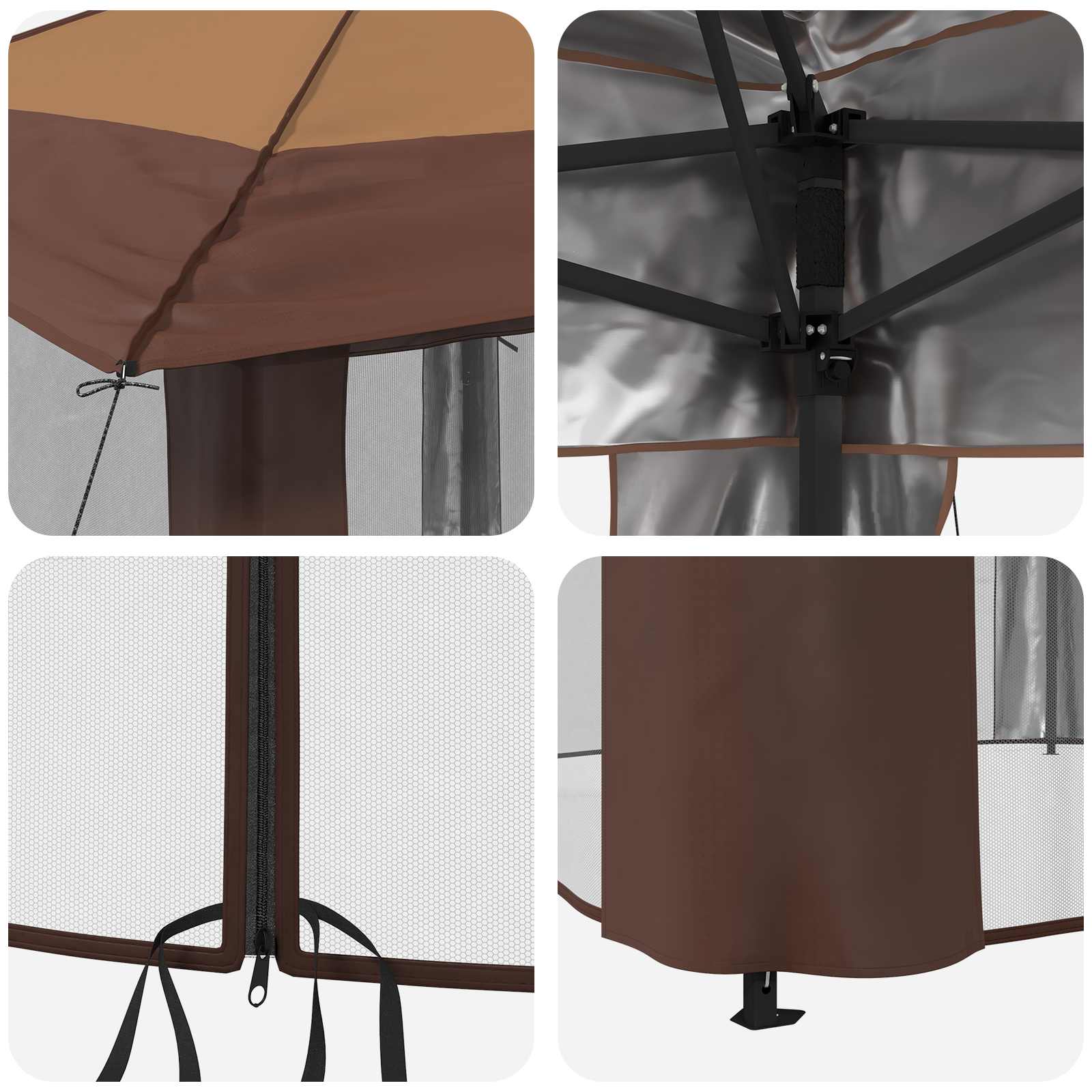 Gazebo met 4 Zijwanden 2,6 x 2,6 m Beige en Bruin image 7