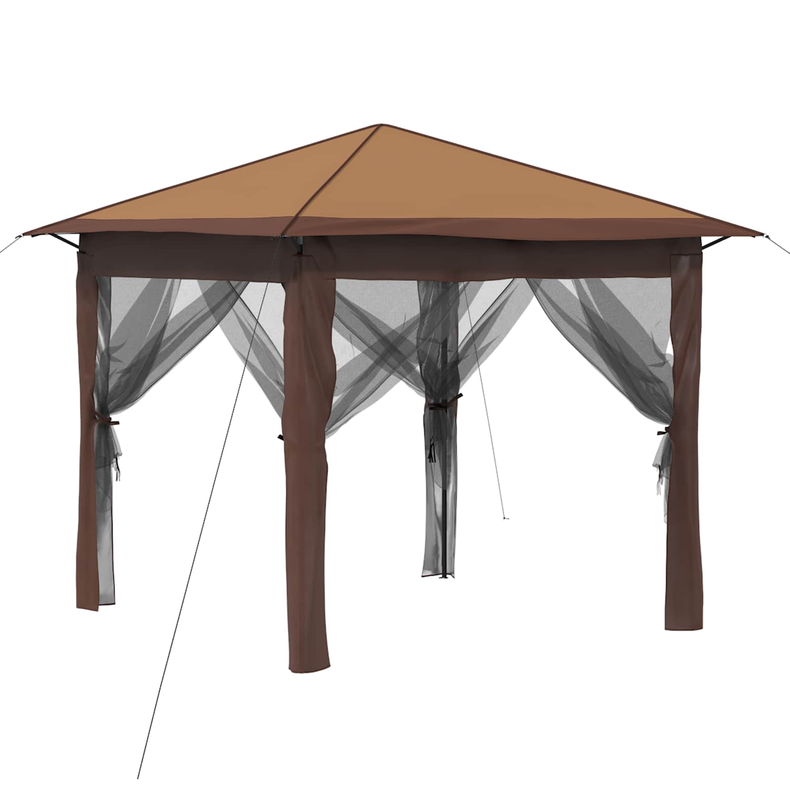 Gazebo met 4 Zijwanden 2,6 x 2,6 m Beige en Bruin image 2