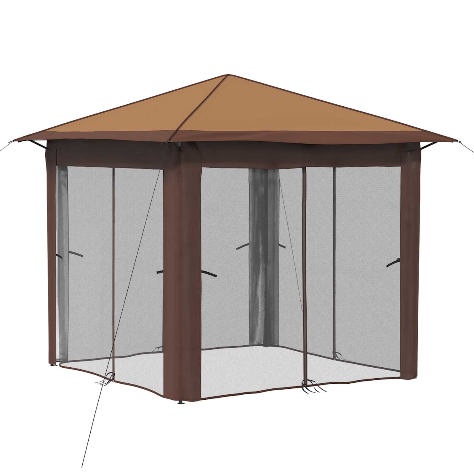 Gazebo met 4 Zijwanden 2,6 x 2,6 m Beige en Bruin image 3