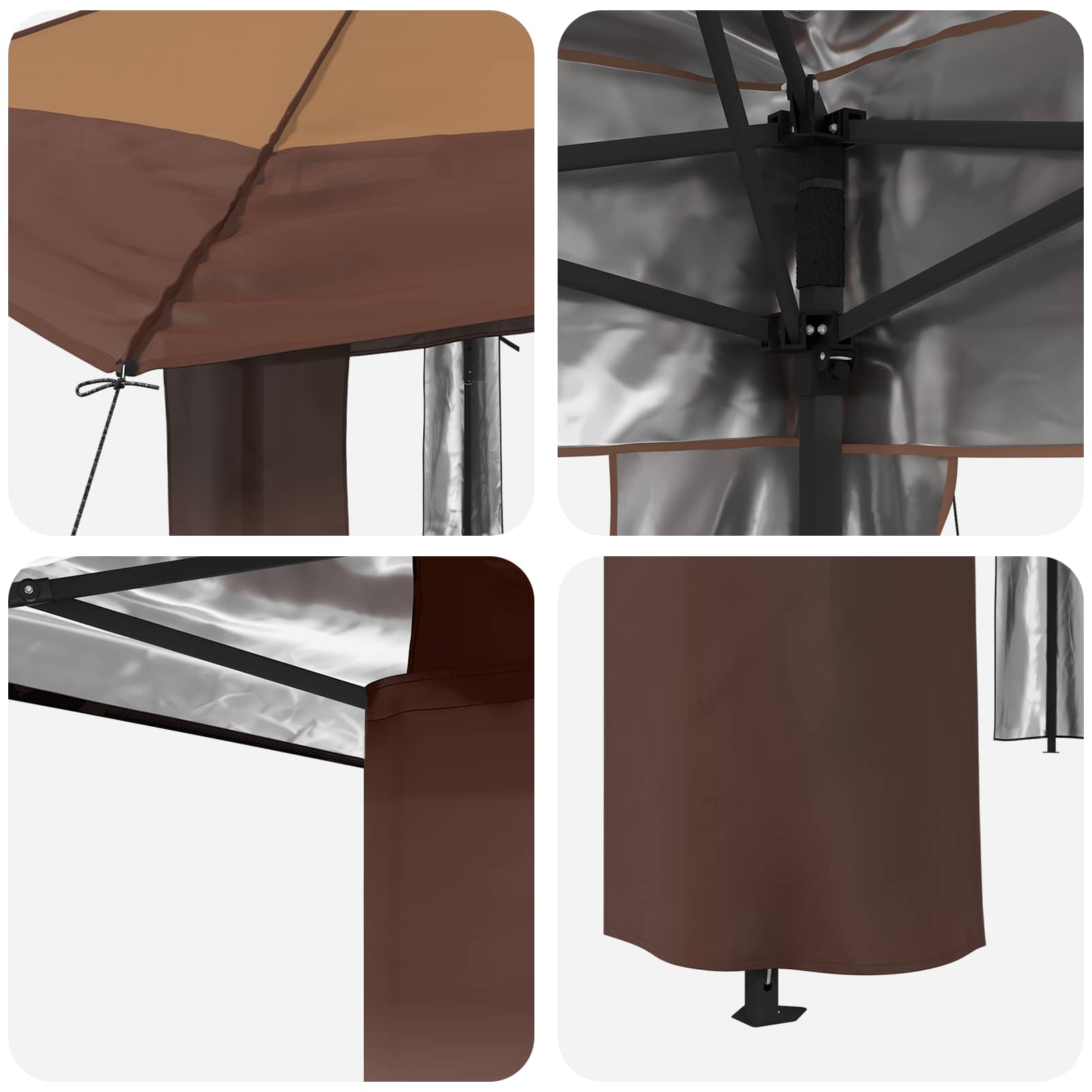Gazebo zonder Zijwand Beige en Bruin image 6