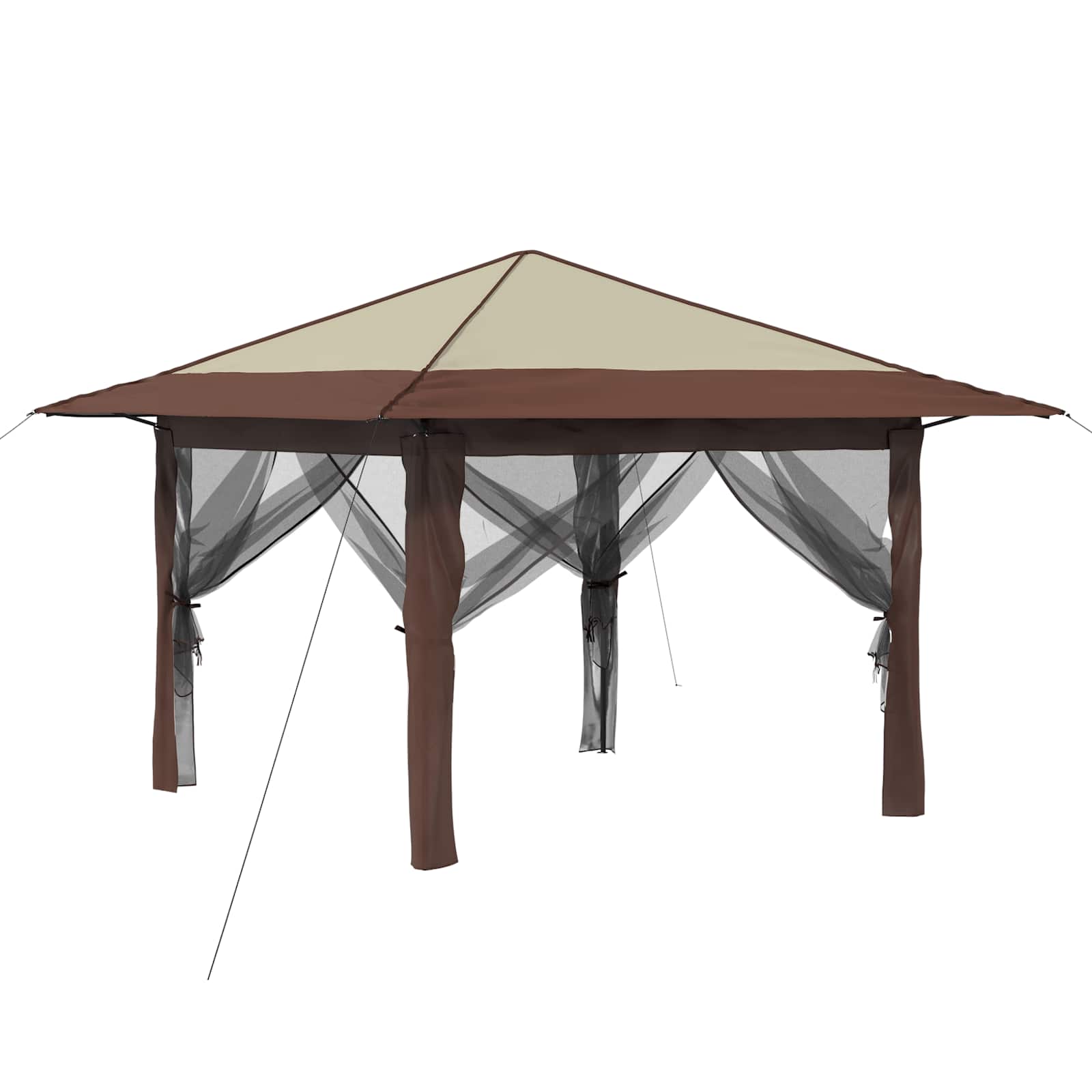 Gazebo met 4 Zijwanden 3,3 x 3,3 m Crème en bruin image 2