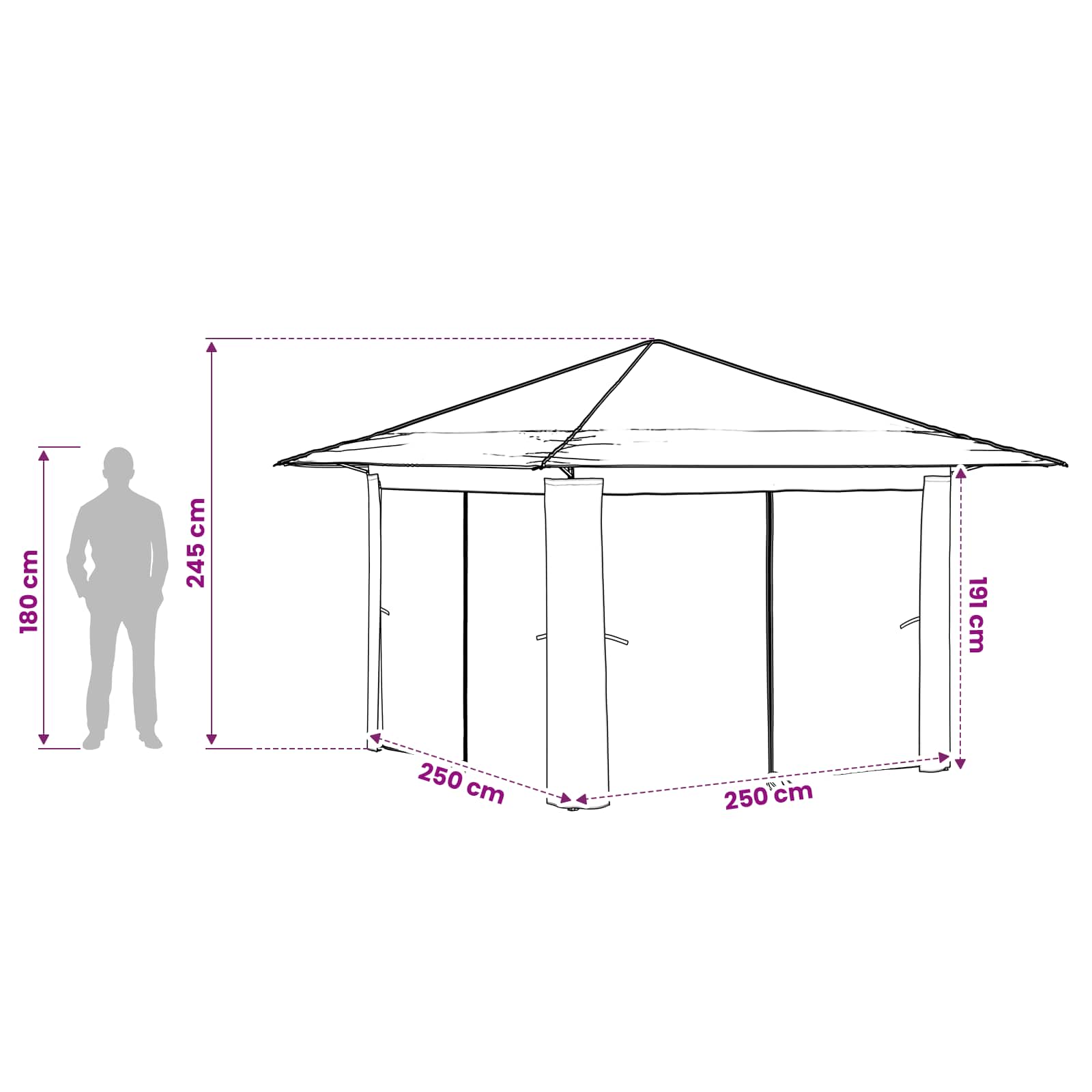 Gazebo met 4 Zijwanden 3,3 x 3,3 m image 12