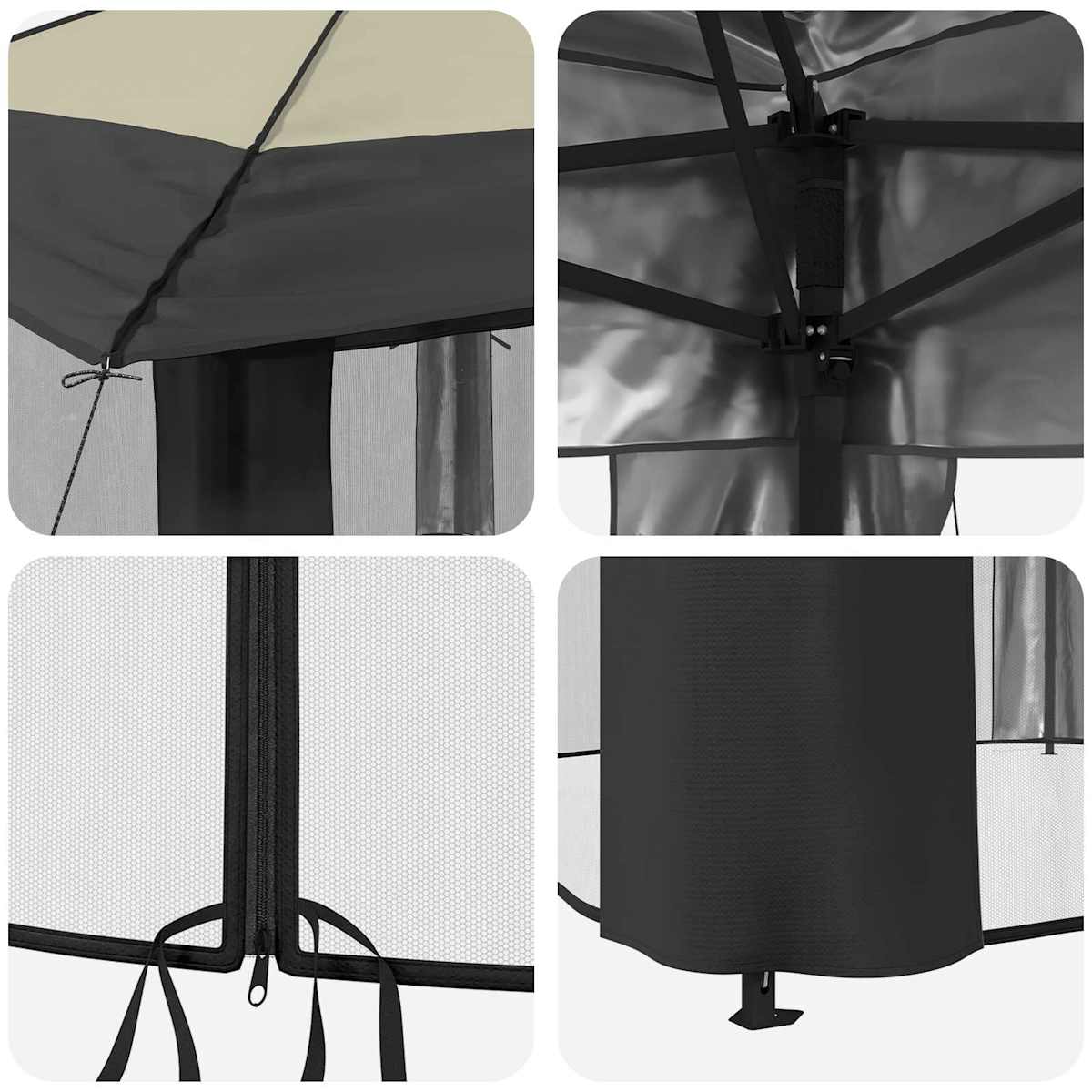 Gazebo med 4 Sider 3,3 x 3,3 m - Billede 7