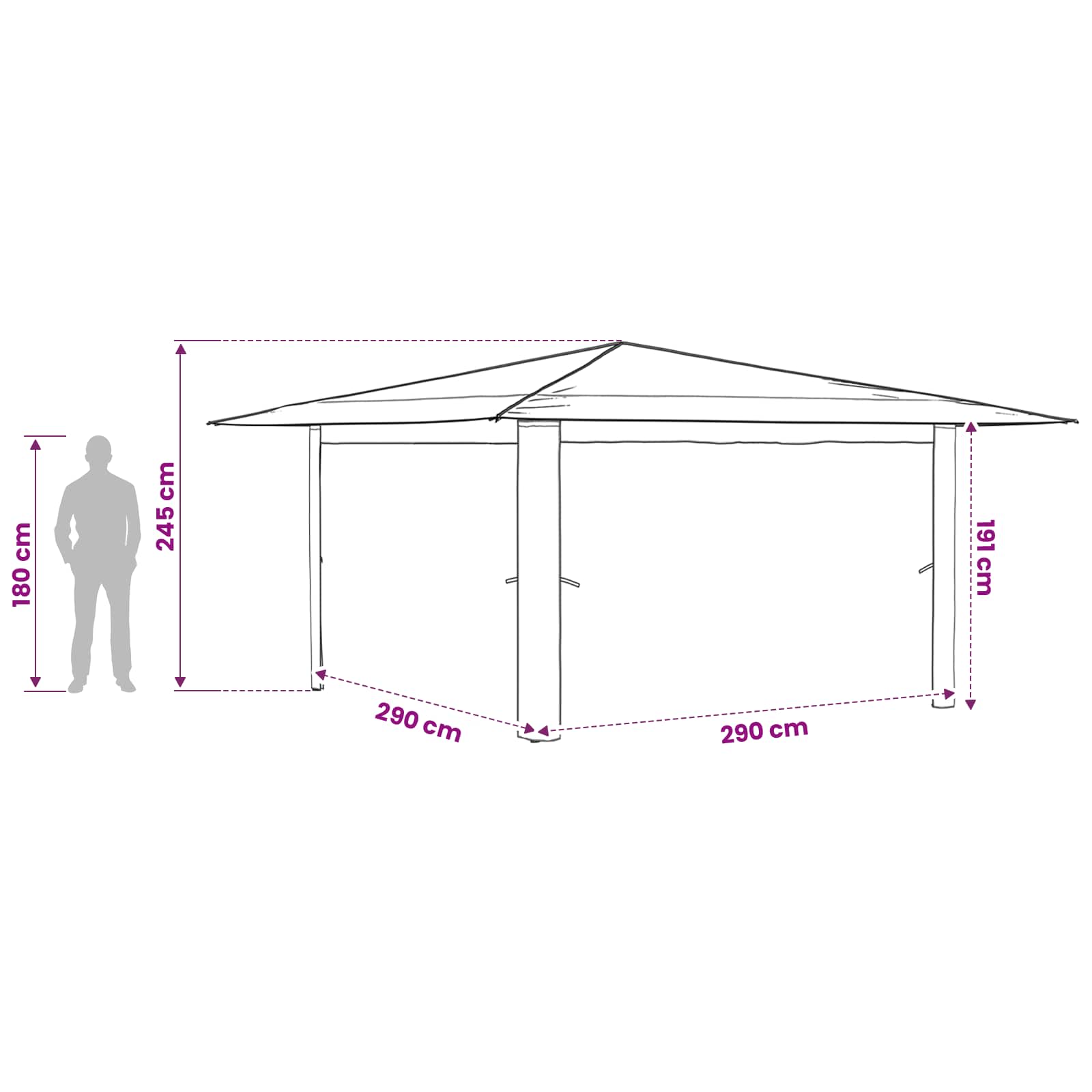 Paviljoen zonder Zijwand 4 x 4 m Crème en Antraciet image 13