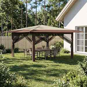 Gazebo z 4 stranami 4 x 4 m Kremna in rjava
