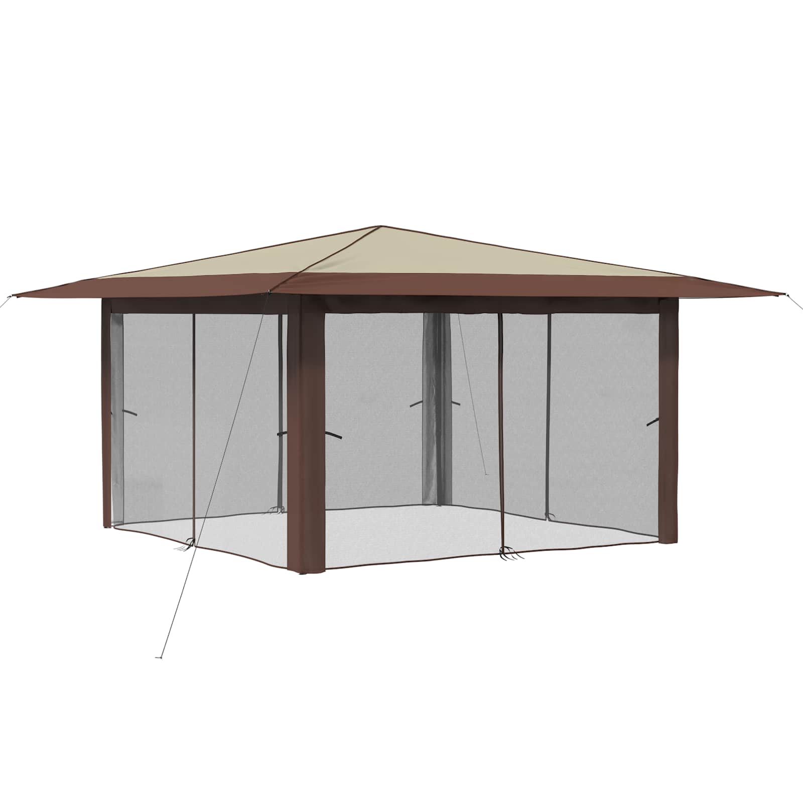 Paviljoen met 4 Zijwanden 4 x 4 m Crème en bruin image 3