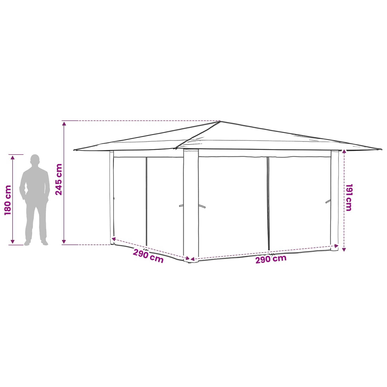 Paviljoen met 4 Zijwanden 4 x 4 m Beige en Bruin image 12