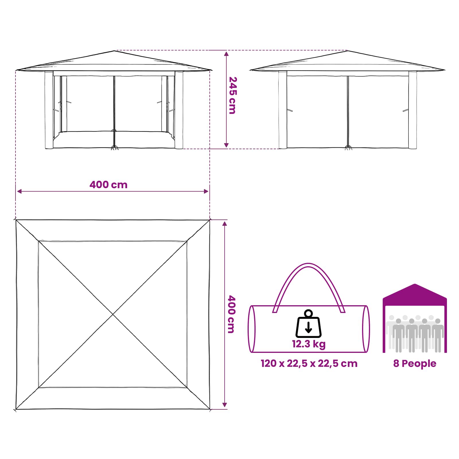 Paviljoen met 4 Zijwanden 4 x 4 m Beige en Bruin image 13