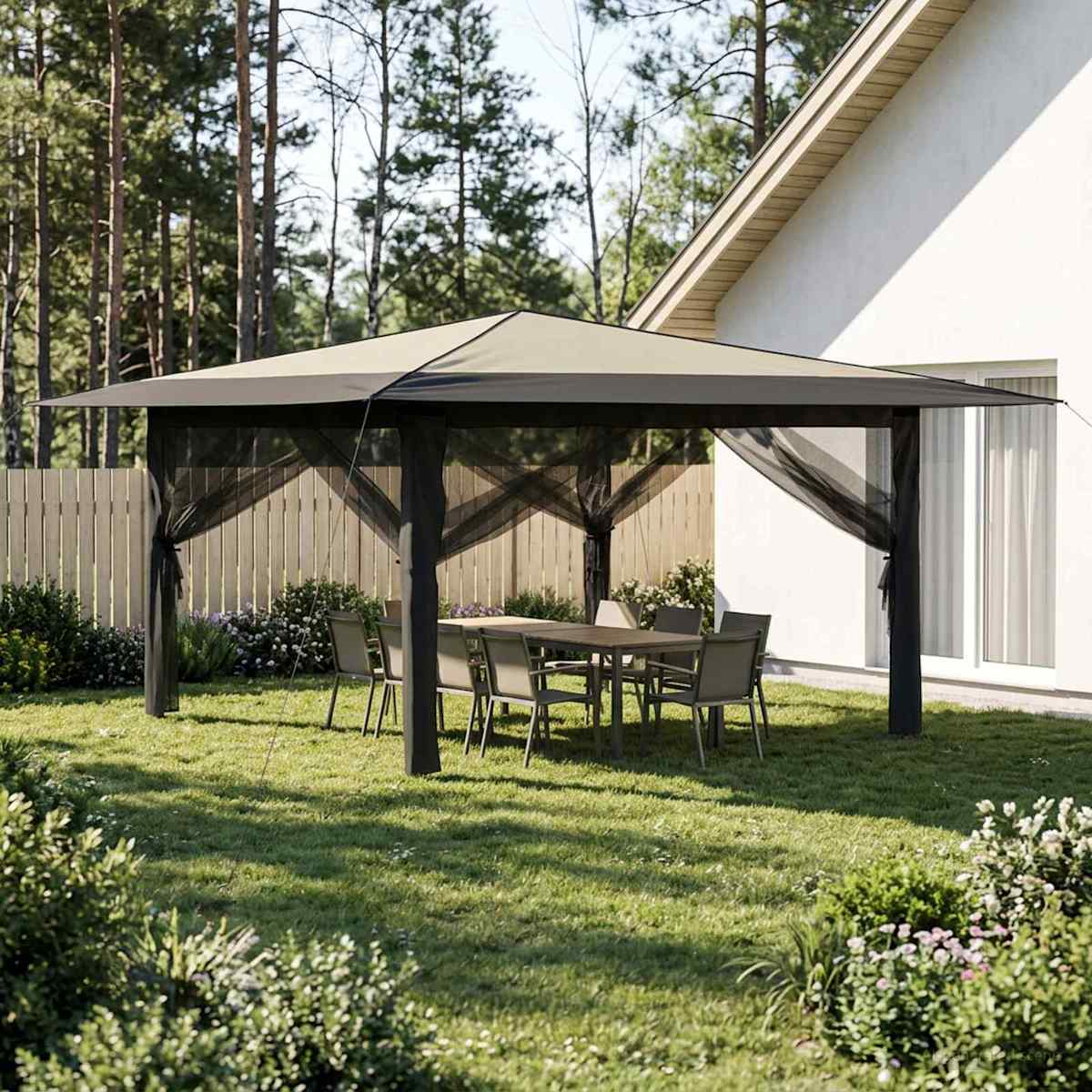 Gazebo med 4 Sider 4 x 4 m